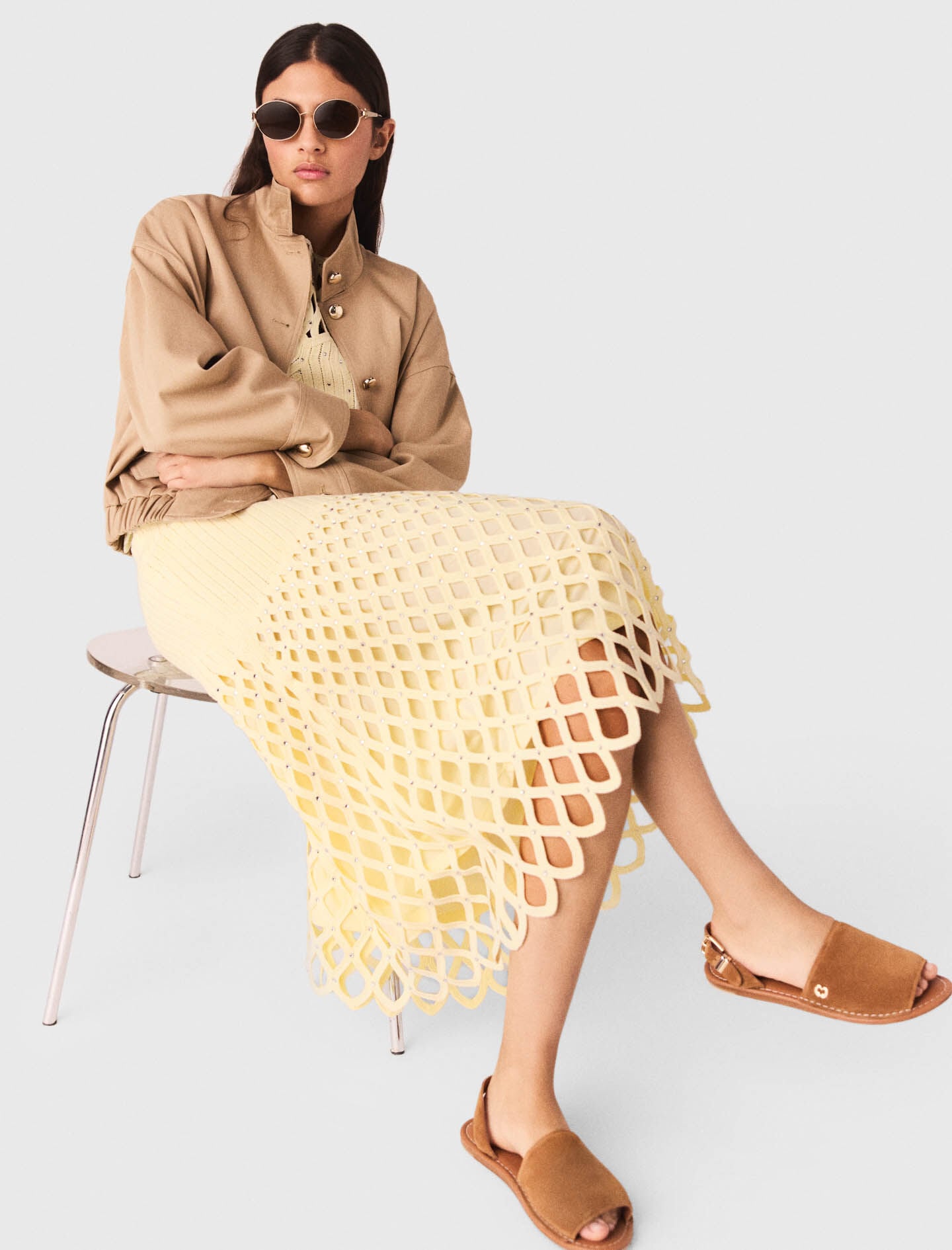 Maje Crochet rhinestone skirt
