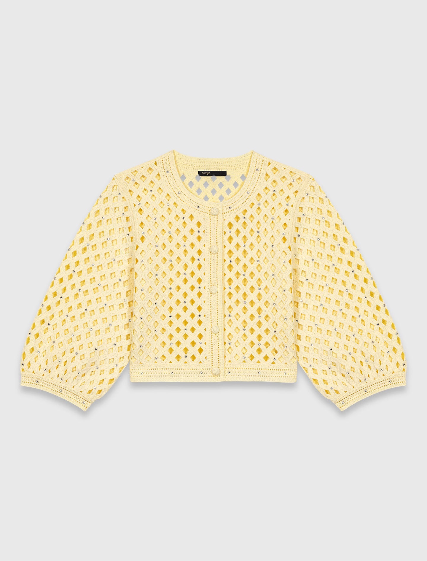 Maje Crochet Rhinestone Cardigan