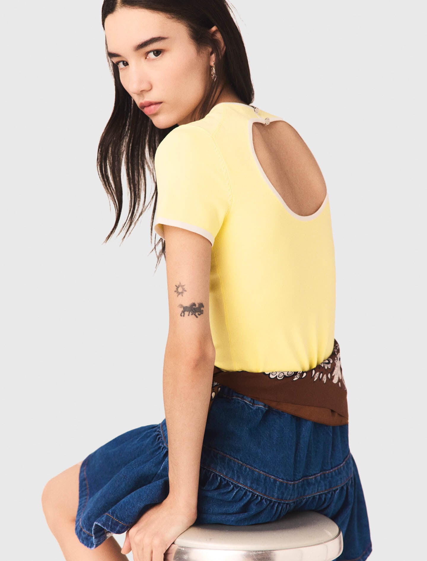 Maje Round back cut-out sweater