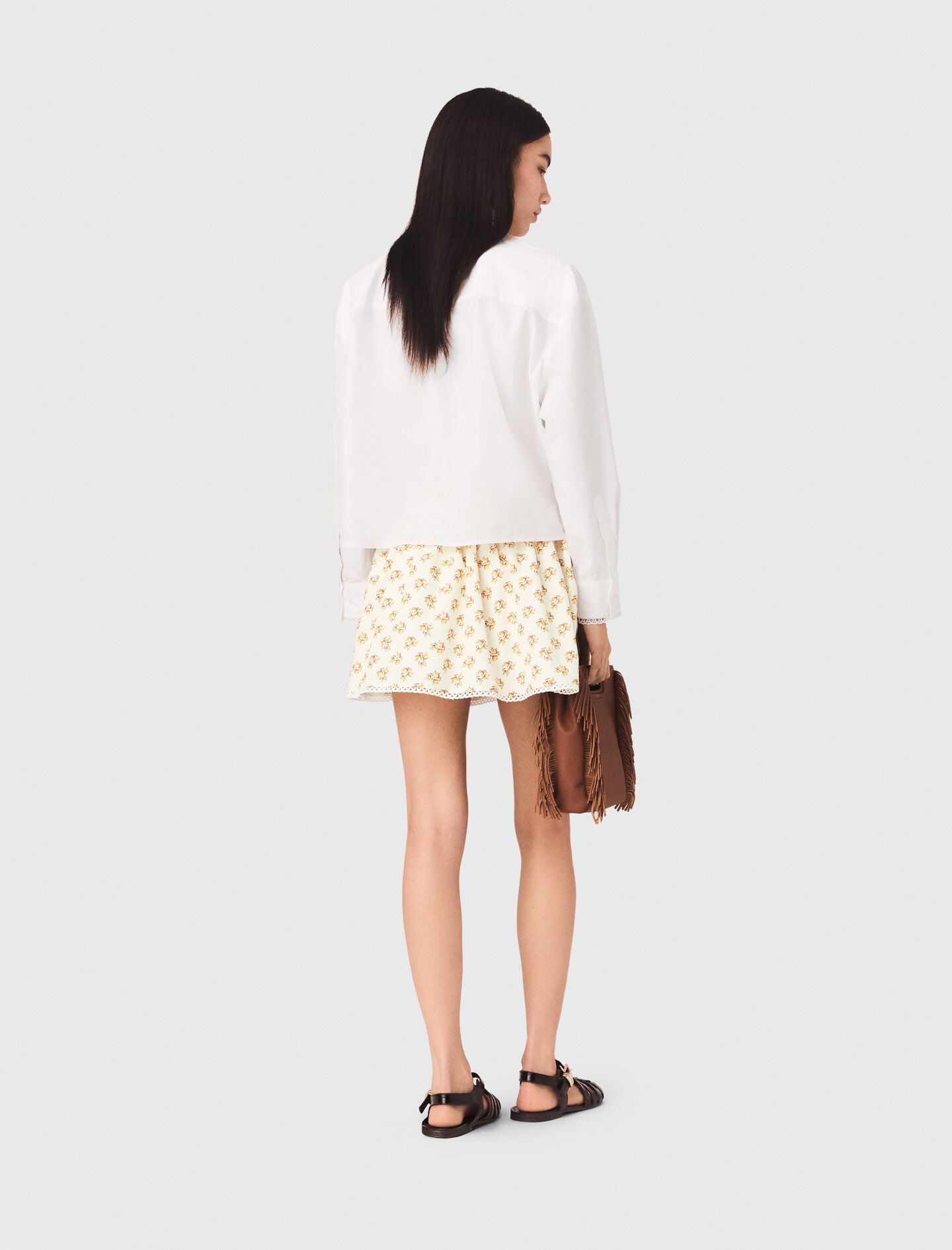 Maje Printed skirt with rickrack trim