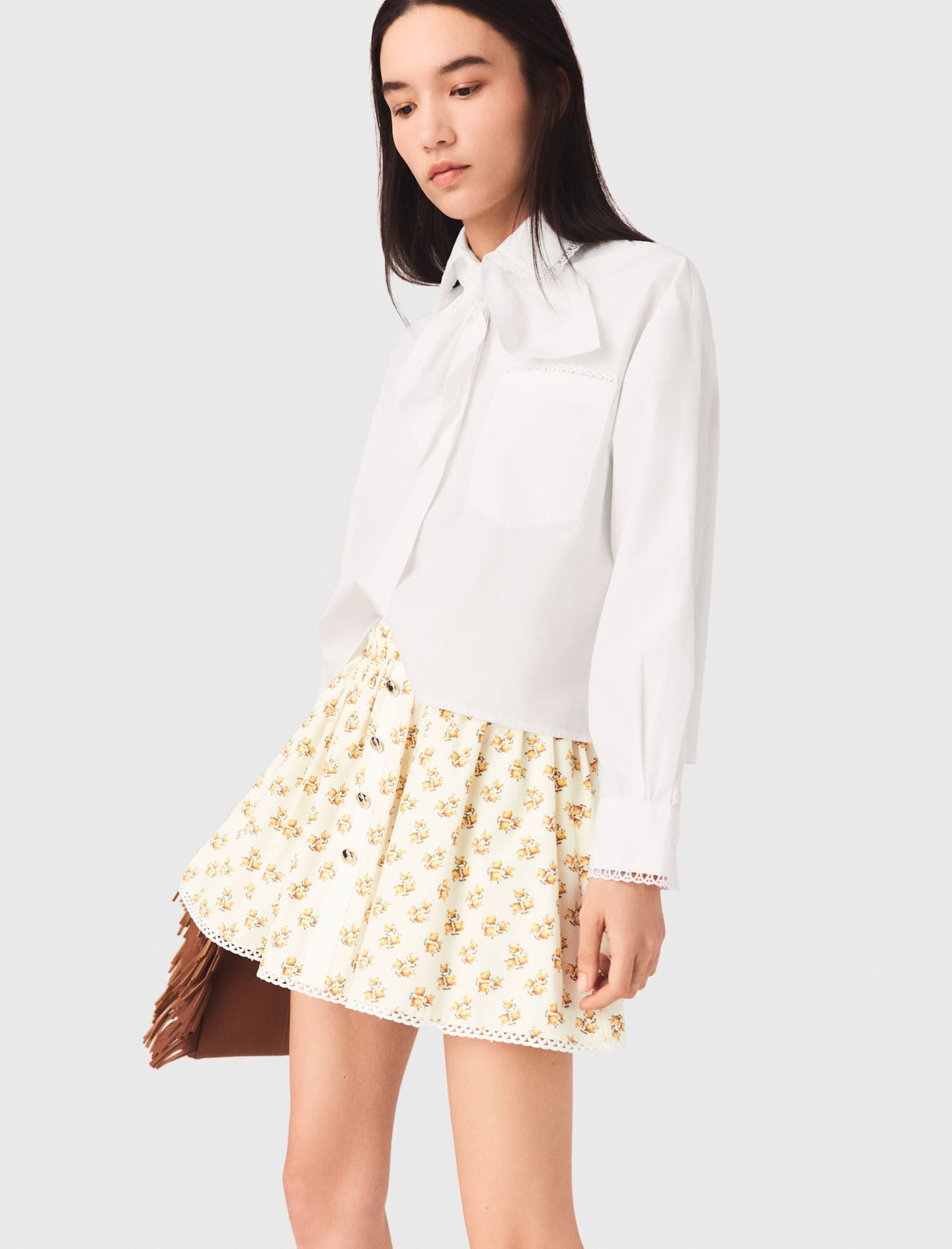 Maje Printed skirt with rickrack trim