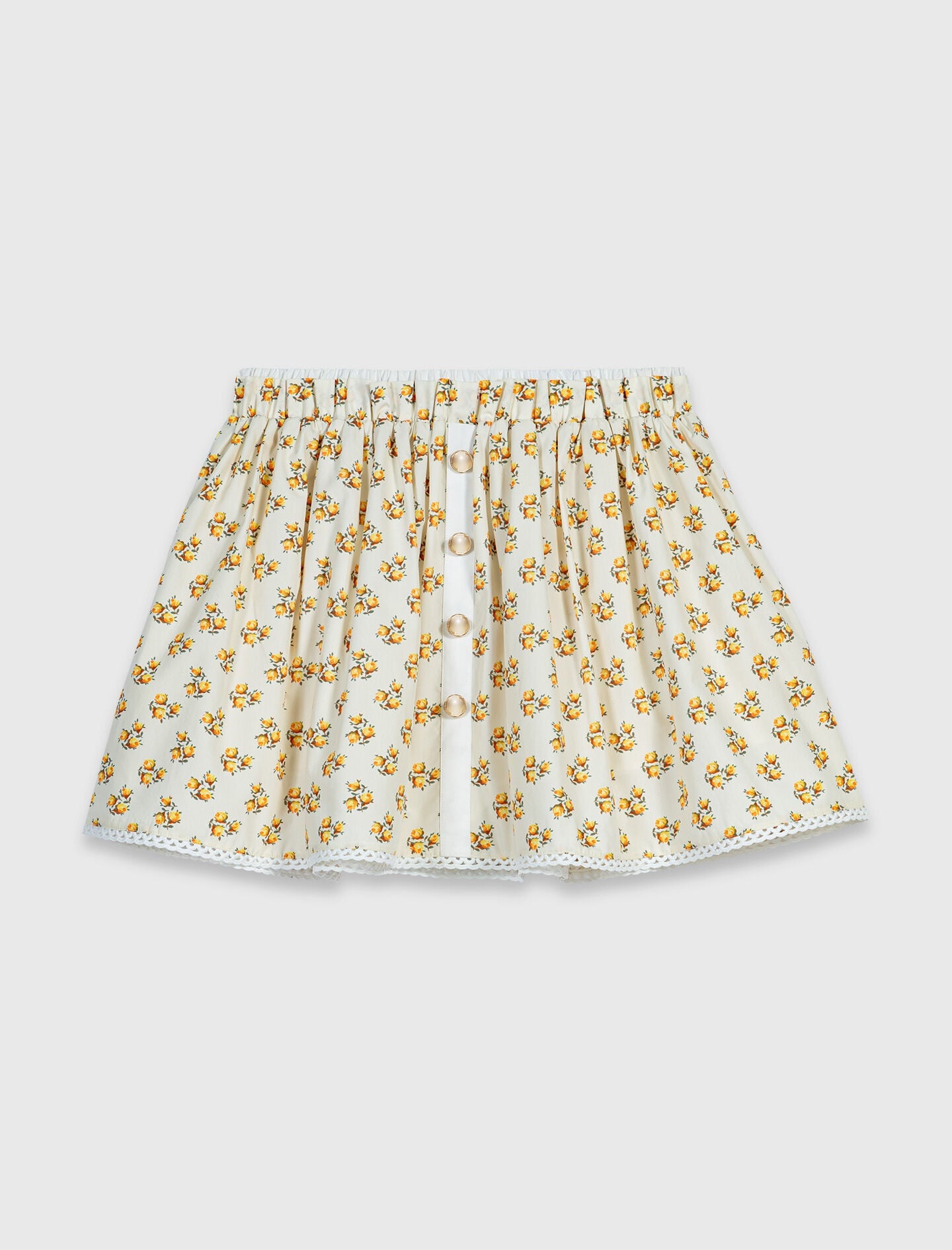 Maje Printed skirt with rickrack trim