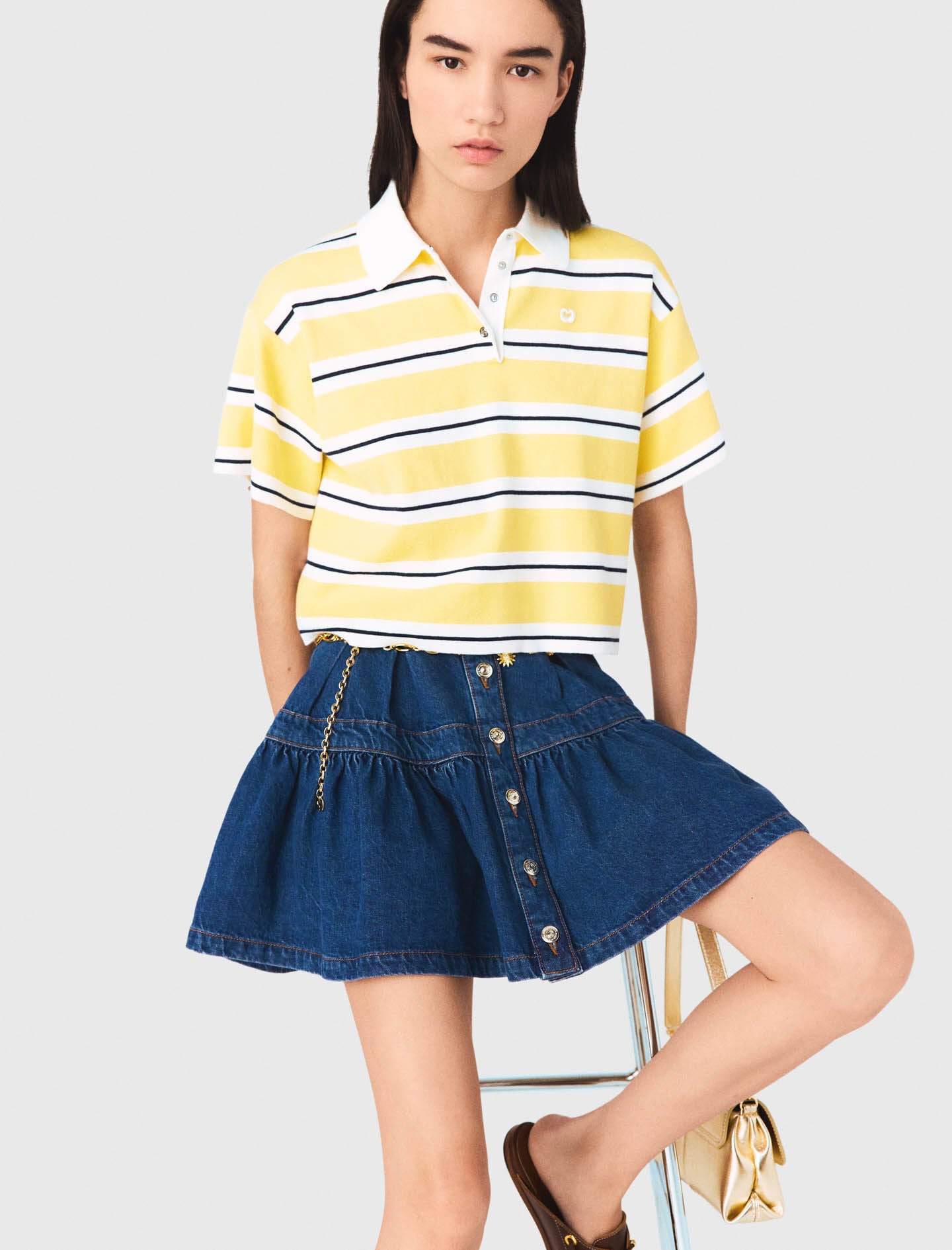 Maje Striped short-sleeve polo