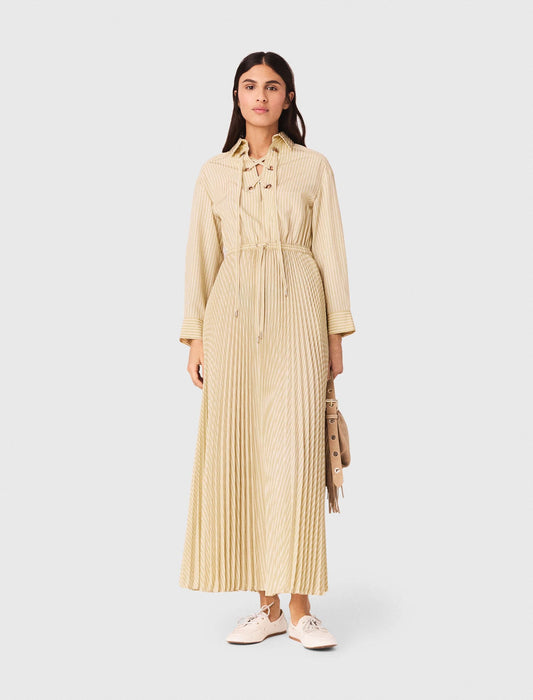 Maje Eyelet pleated maxi dress