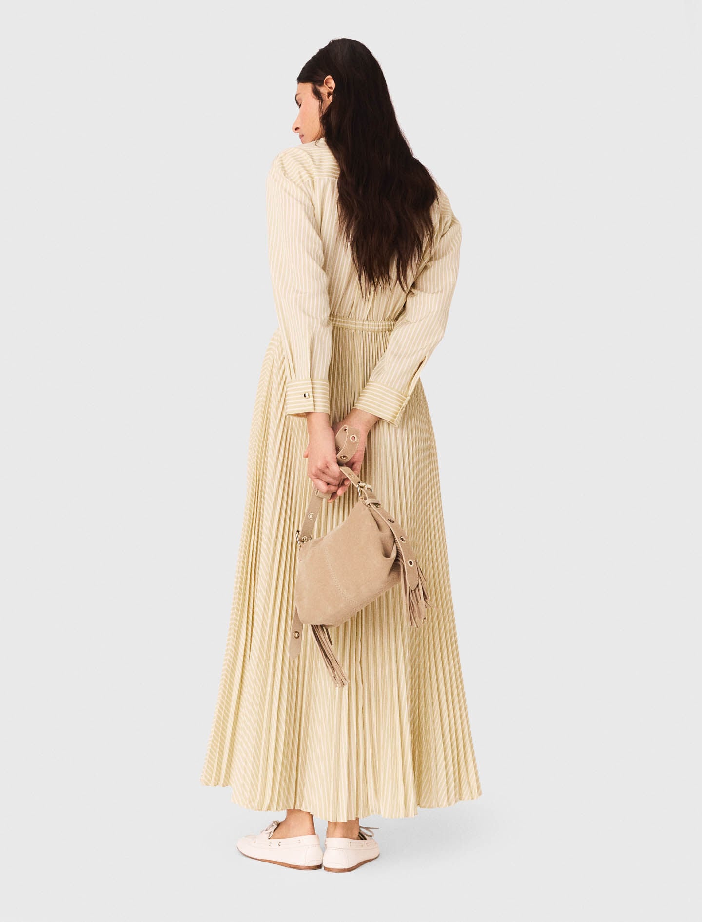 Maje Eyelet pleated maxi dress