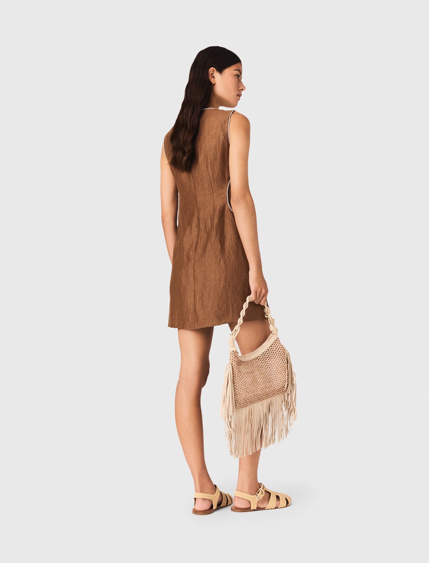 Maje Short linen-blend dress