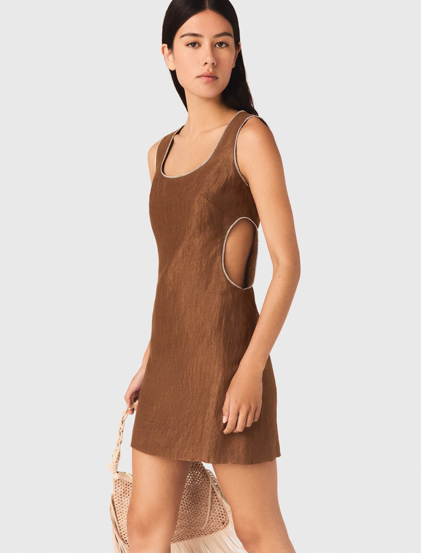 Maje Short linen-blend dress