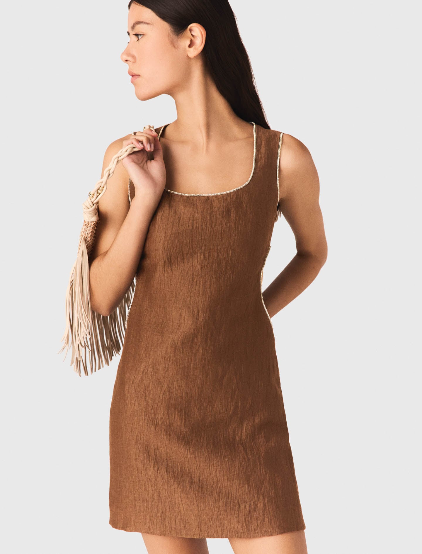 Maje Short linen-blend dress