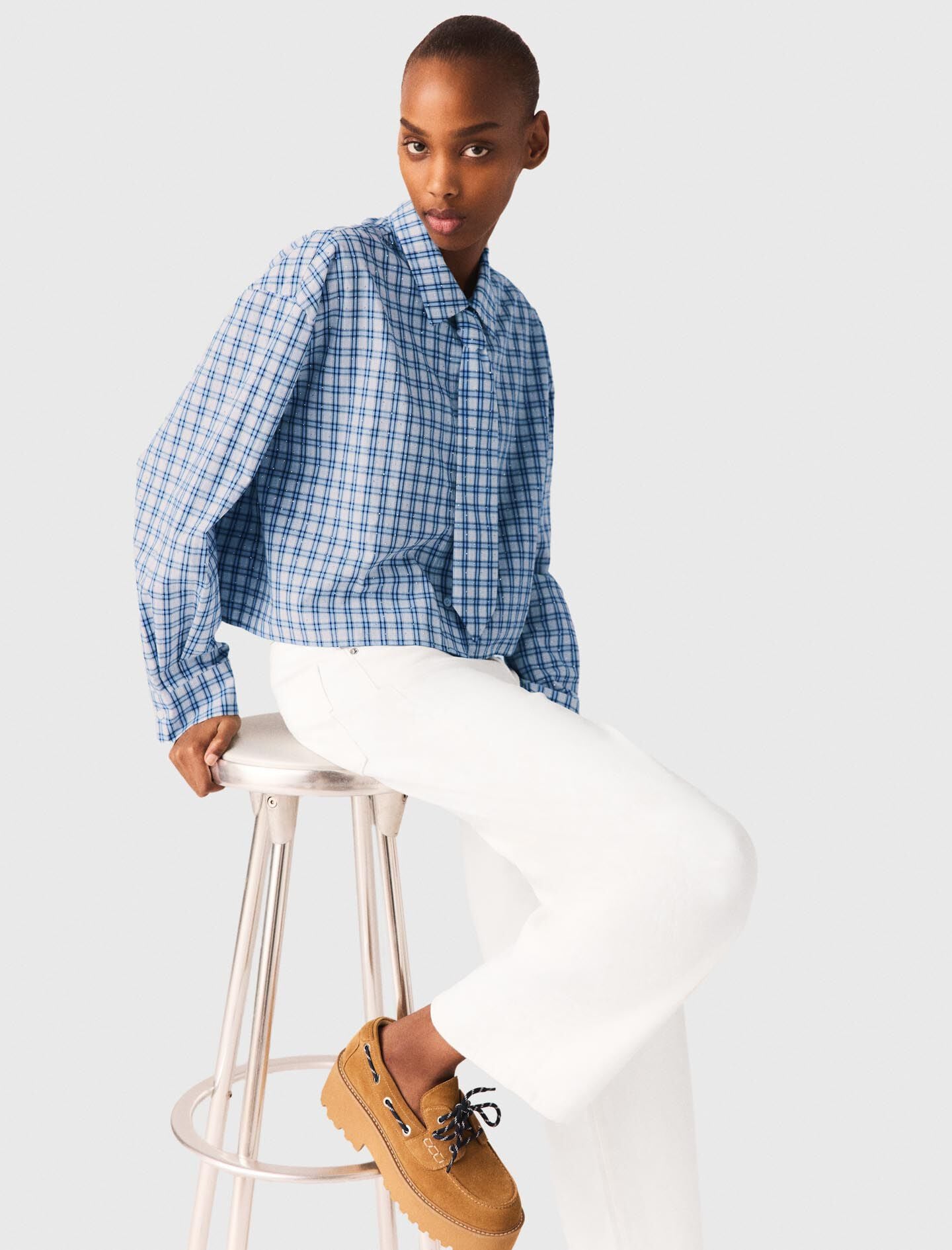 Maje Rhinestone shirt with removable tie