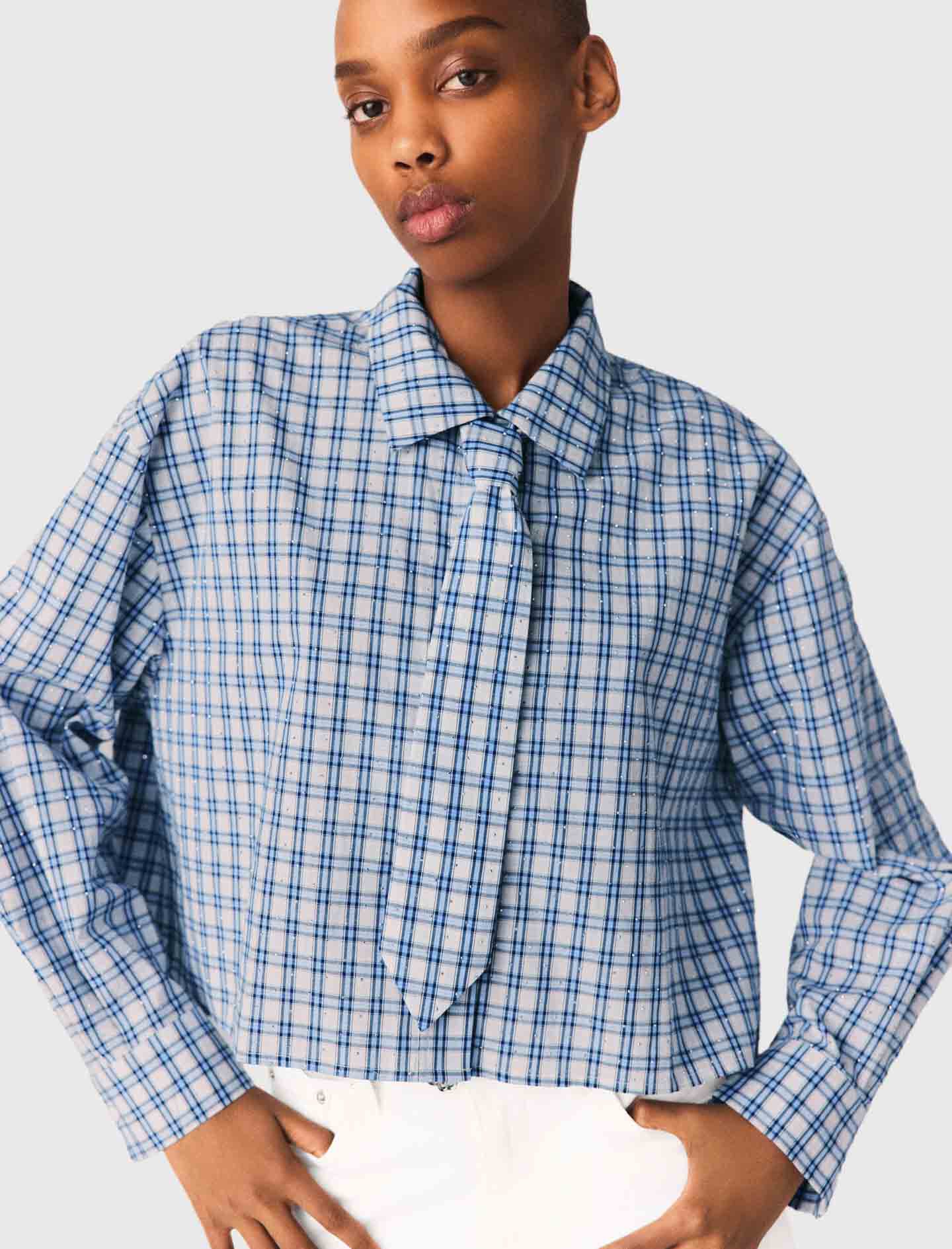 Maje Rhinestone shirt with removable tie