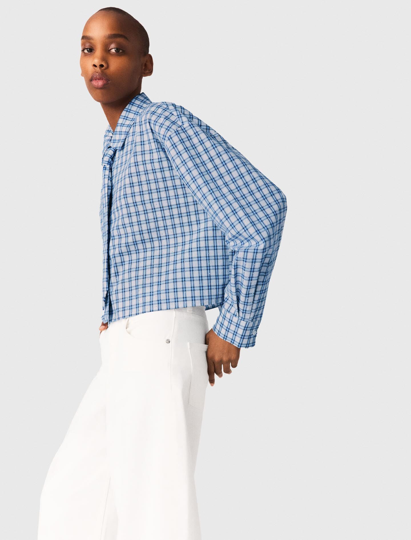 Maje Rhinestone shirt with removable tie