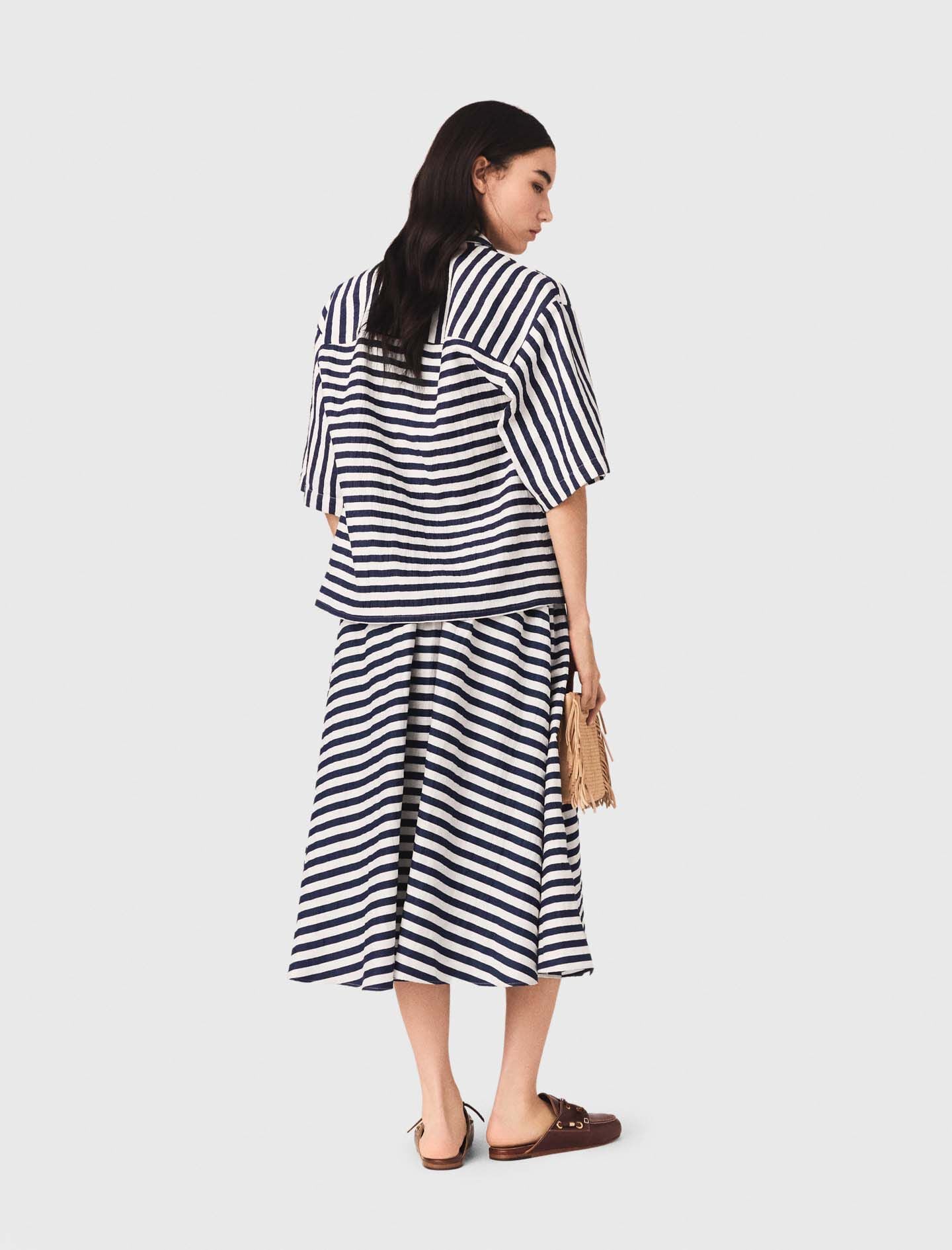 Maje Linen-blend midi skirt