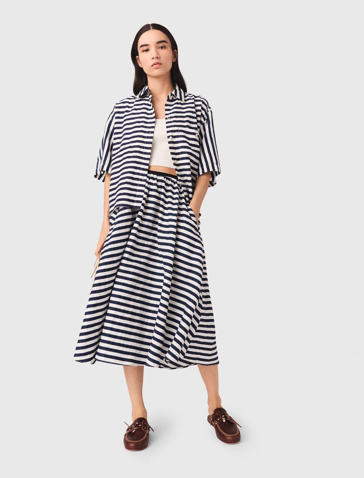 Maje Linen-blend midi skirt