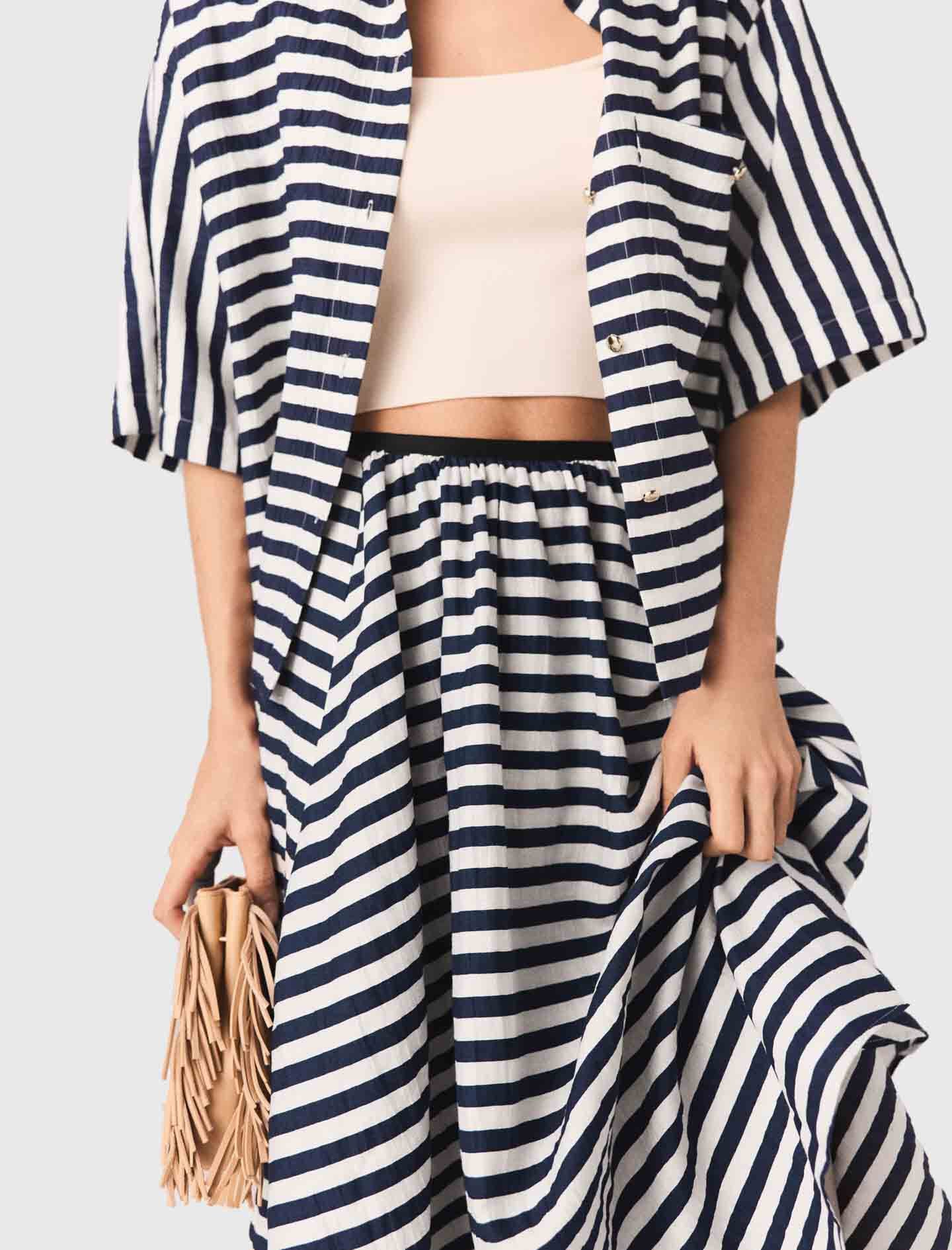 Maje Linen-blend midi skirt