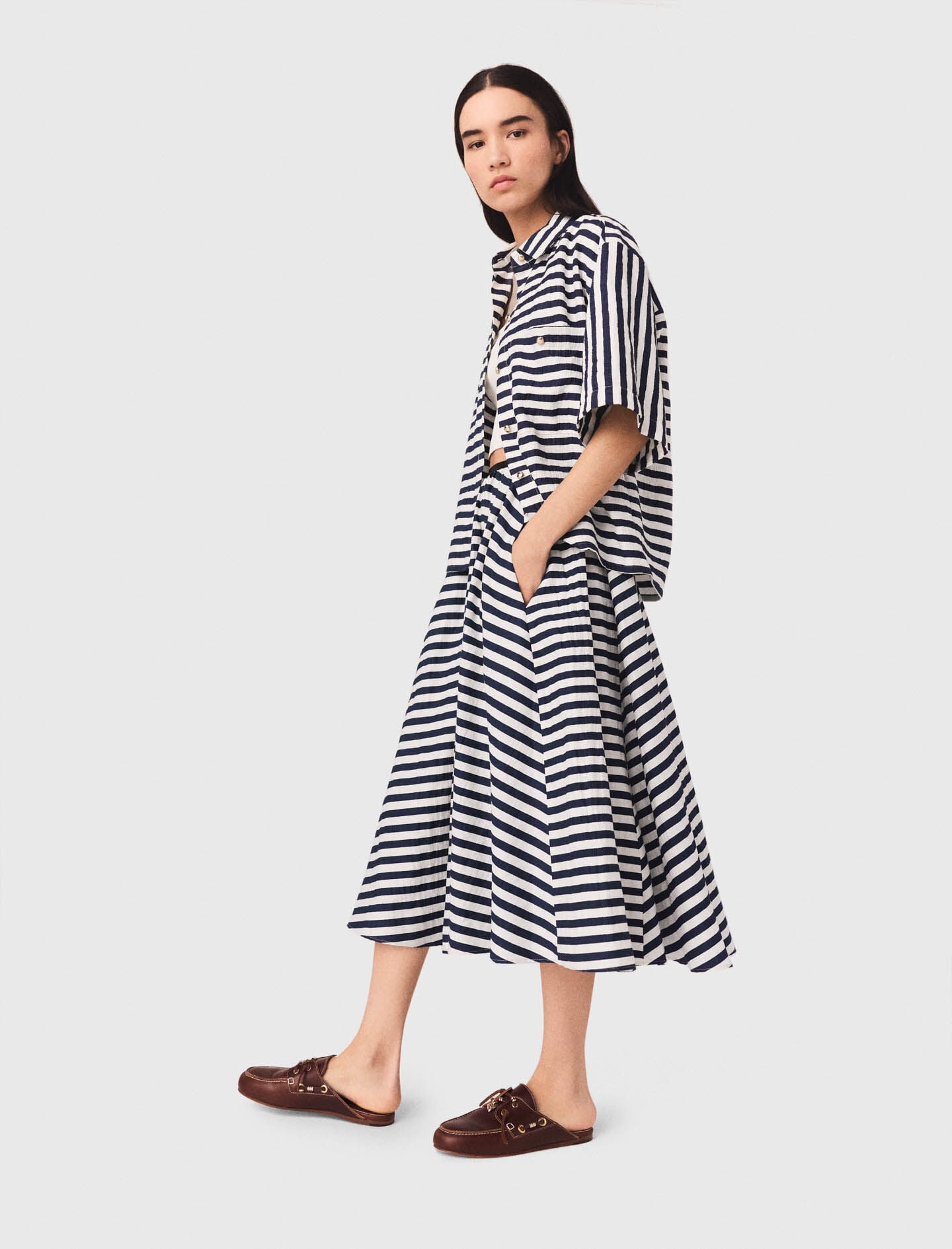 Maje Linen-blend midi skirt