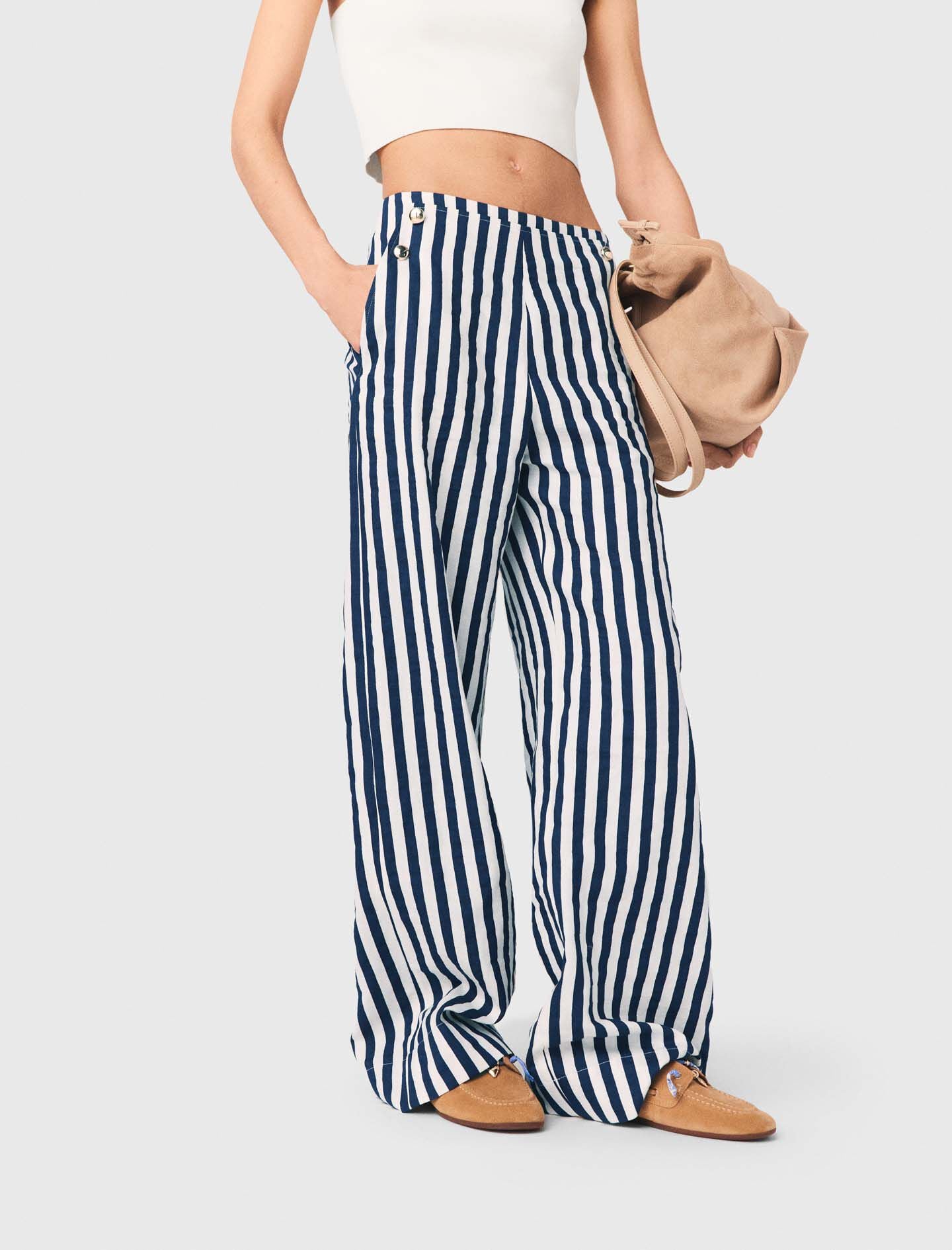 Maje Linen blend sailor trousers
