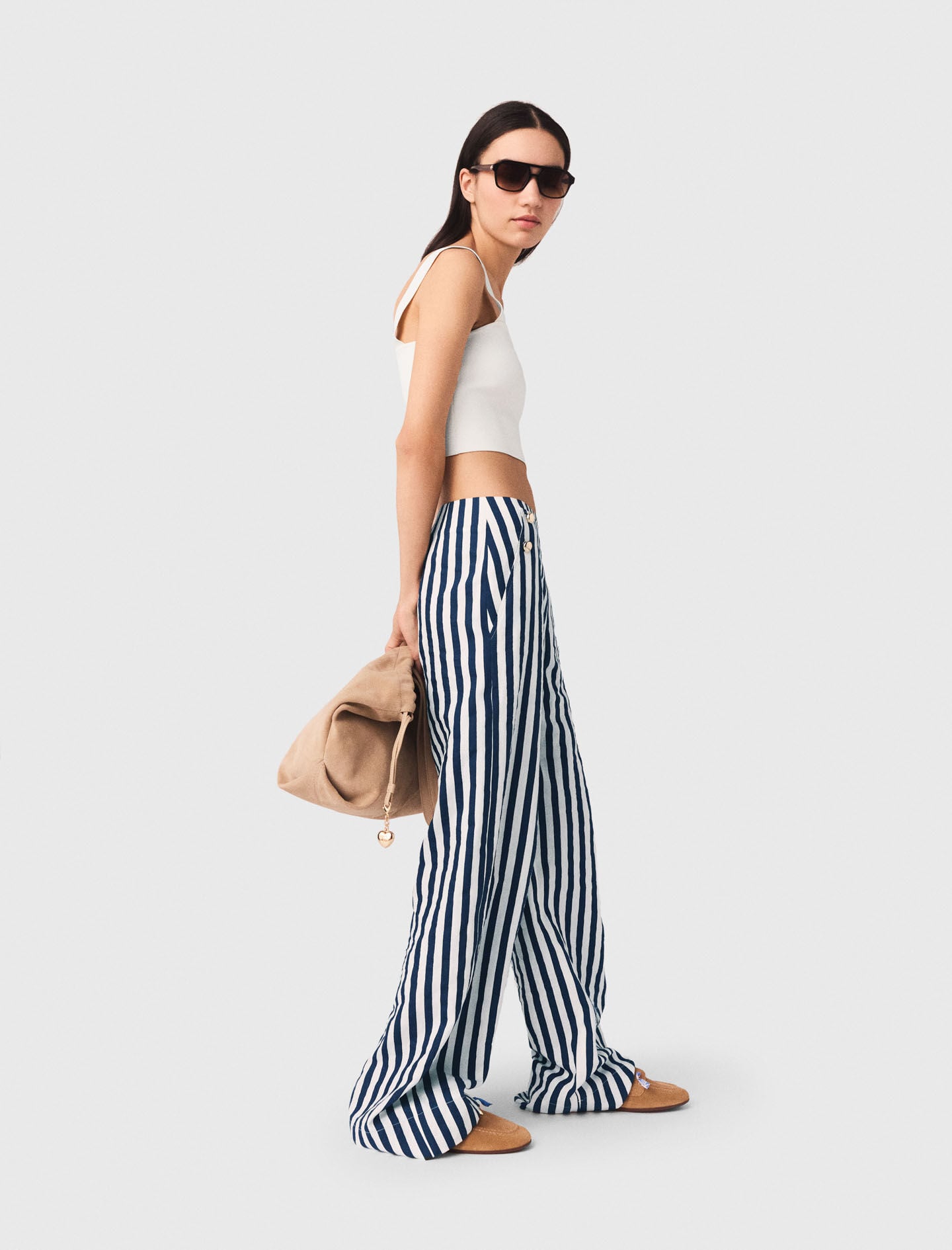 Maje Linen blend sailor trousers