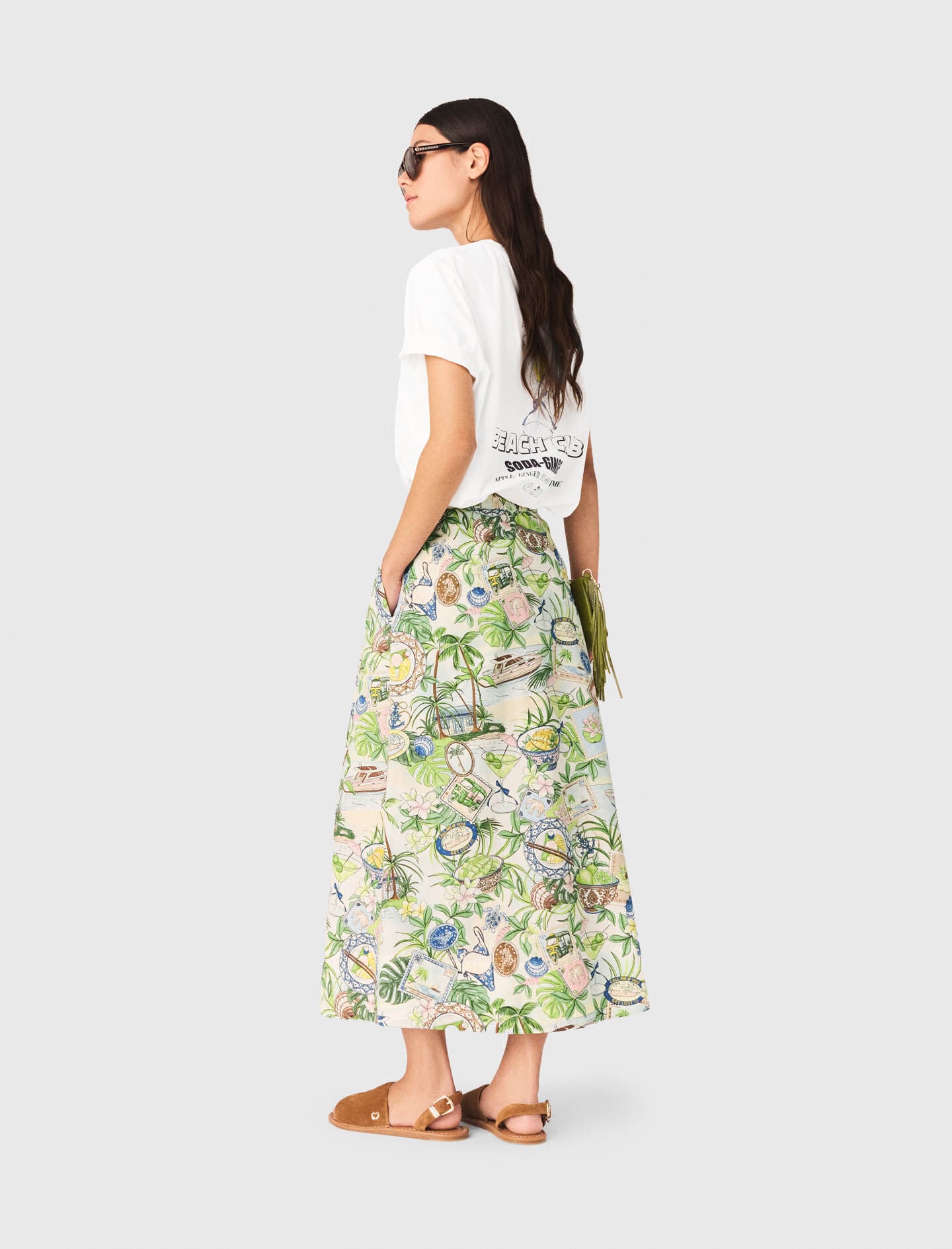 Maje Printed maxi skirt with shorts