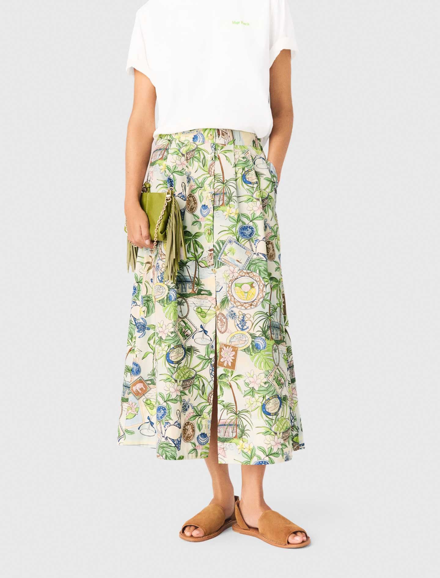 Maje Printed maxi skirt with shorts