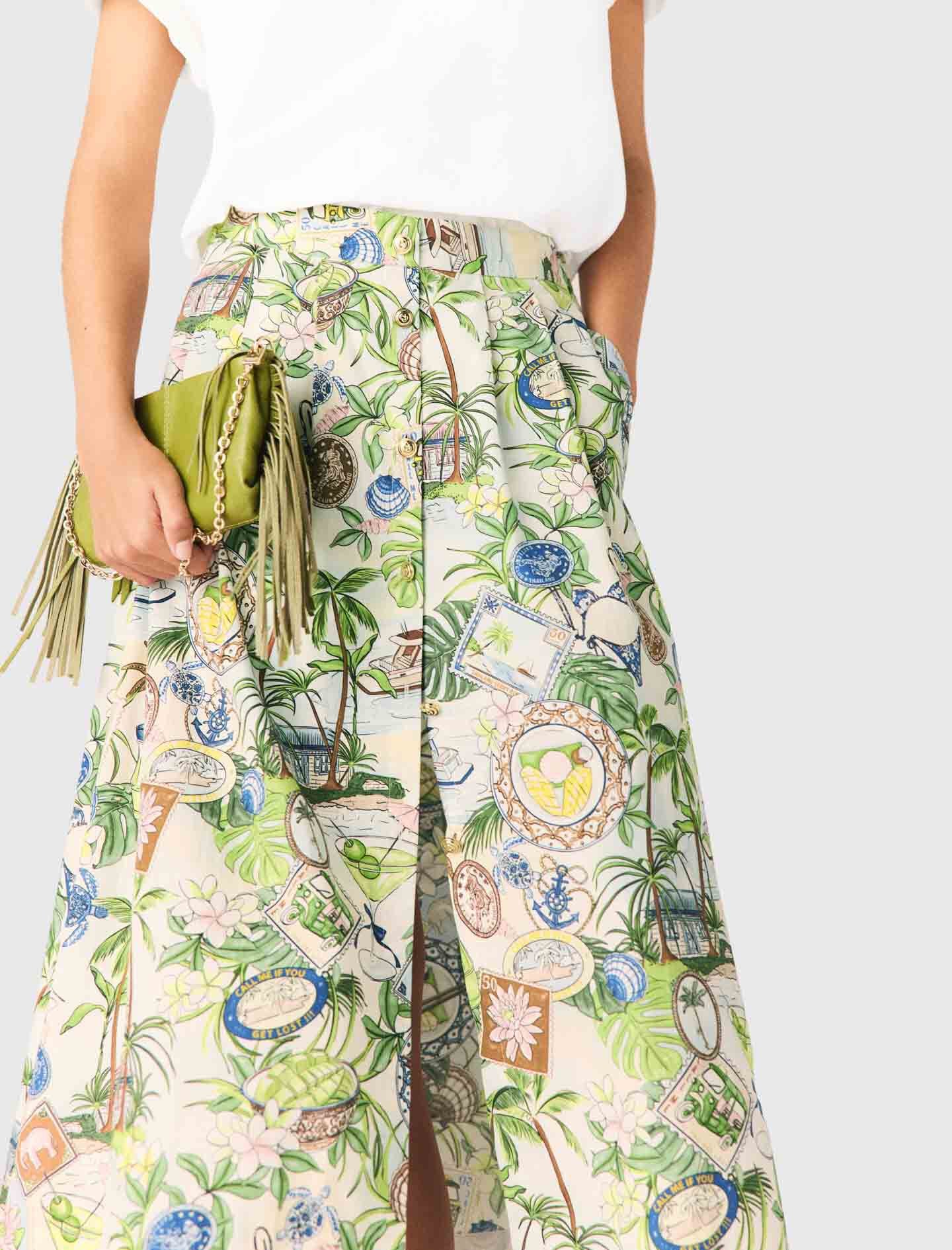 Maje Printed maxi skirt with shorts