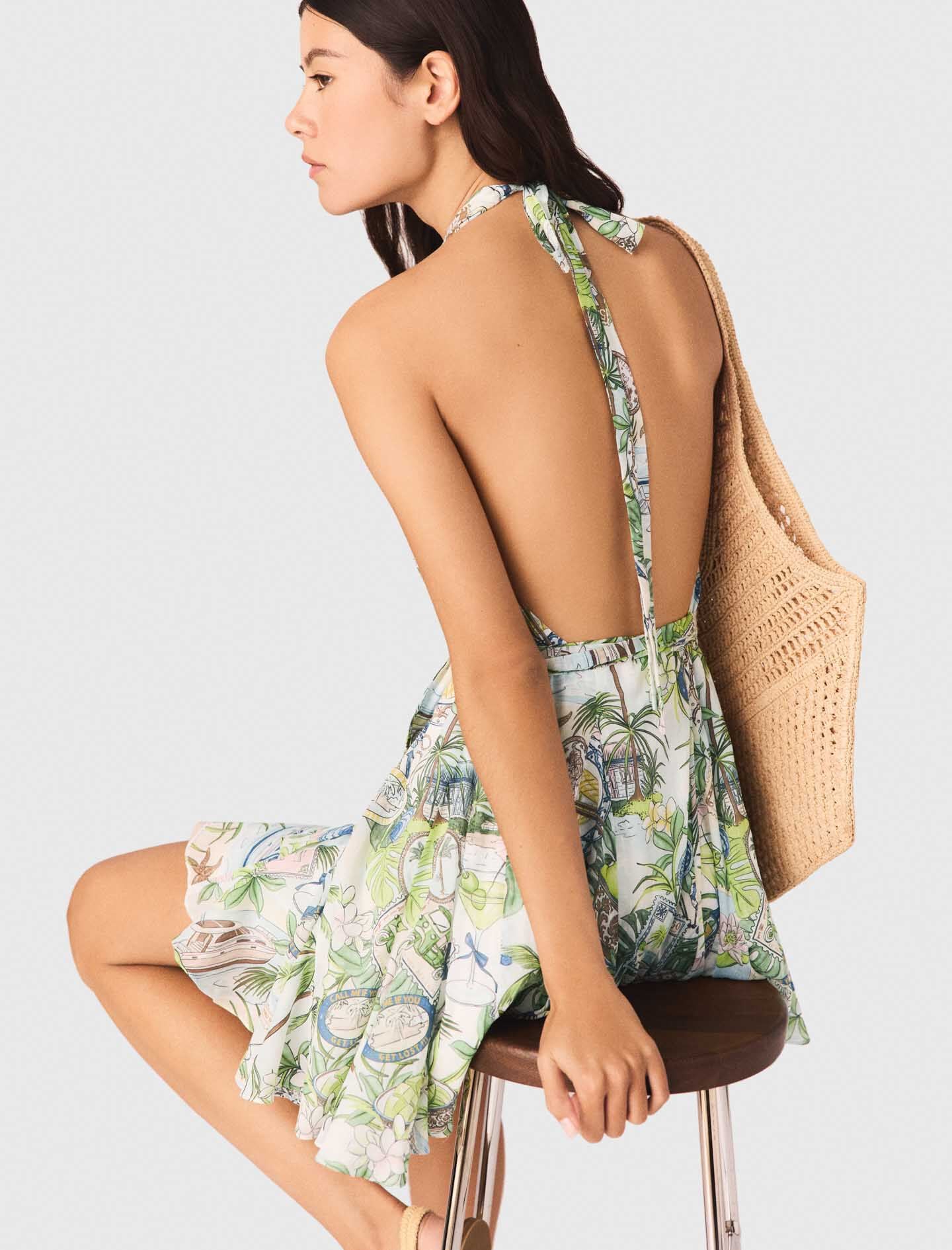 Maje Short Patterned Backless Dress