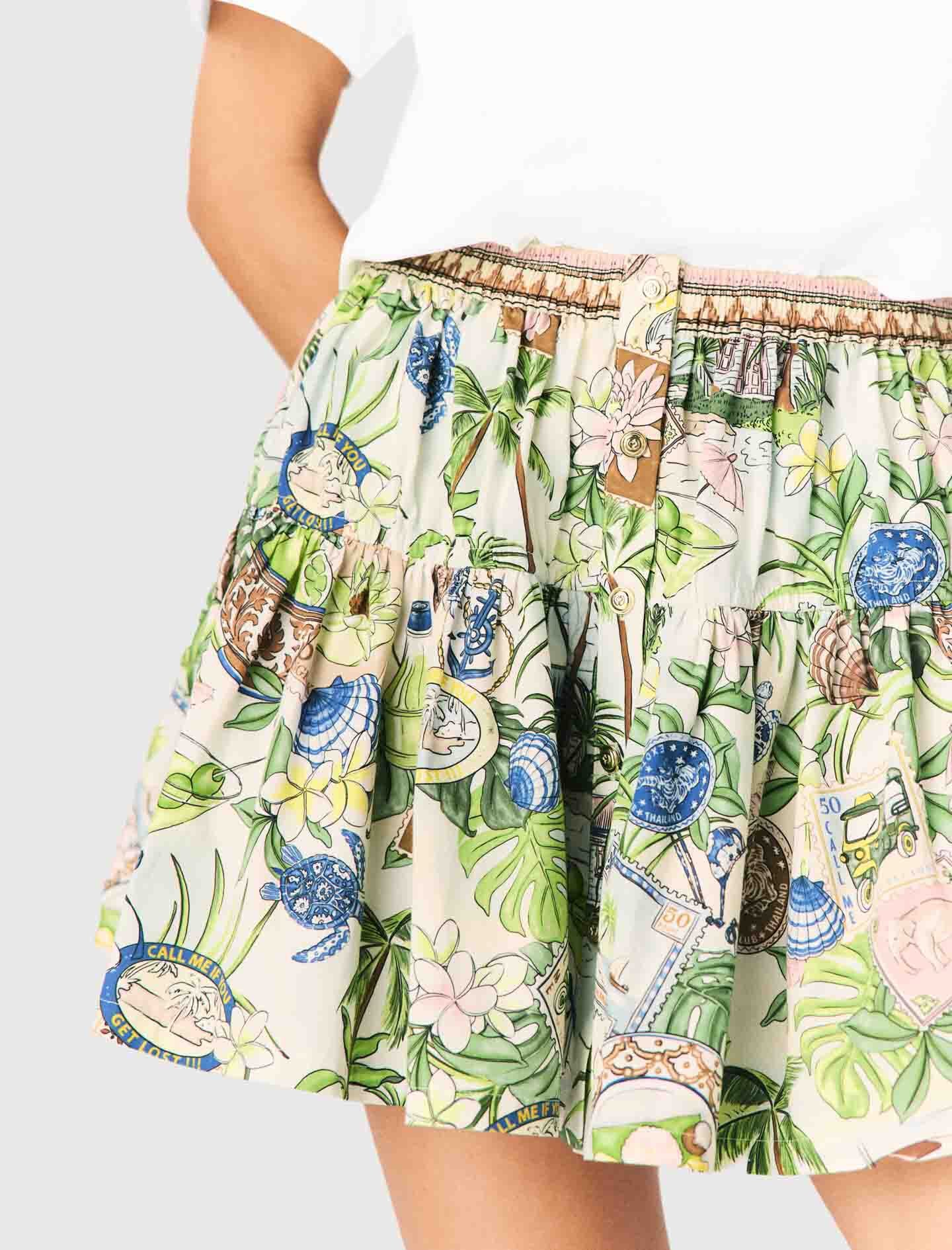 Maje Printed ruffled skirt