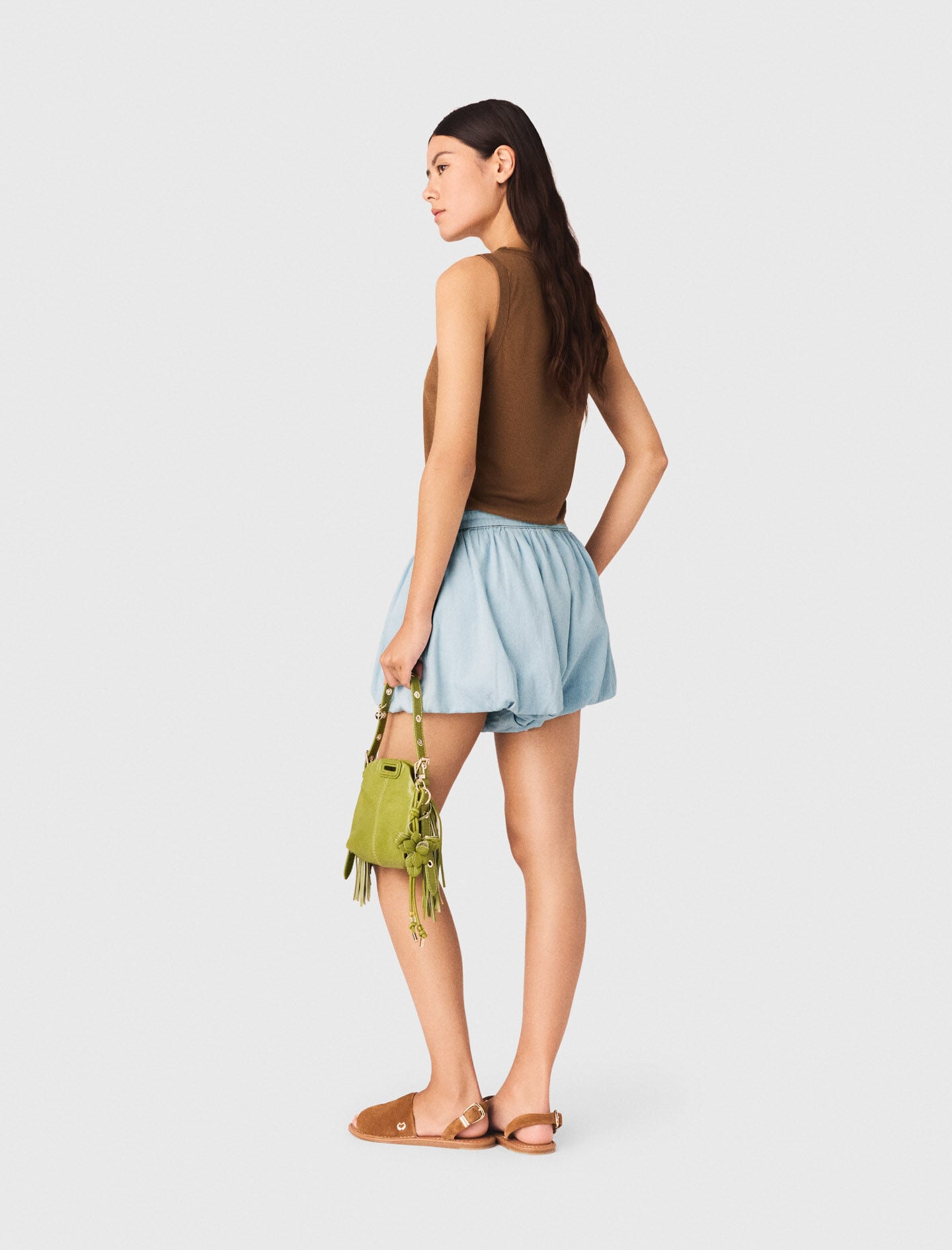 Maje Chambray balloon skort