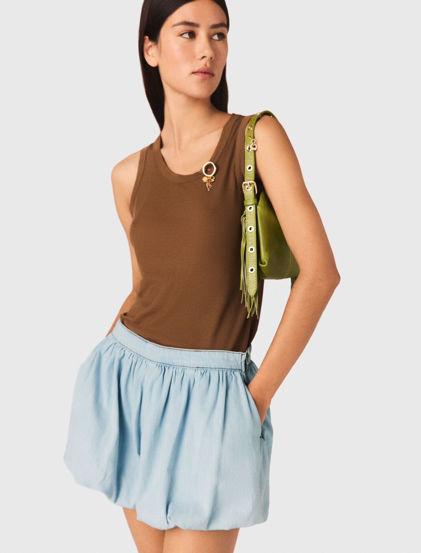Maje Chambray balloon skort