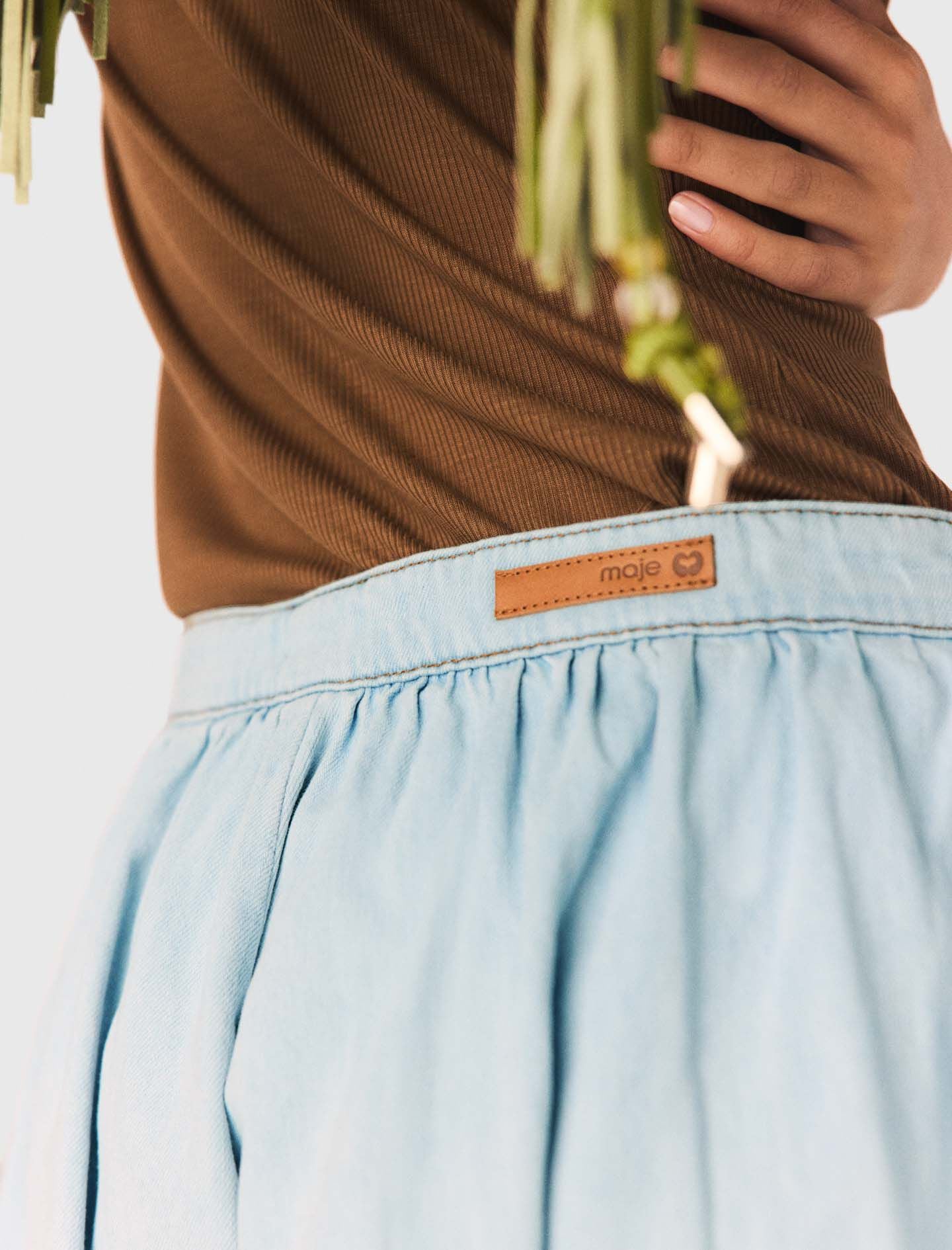 Maje Chambray balloon skort