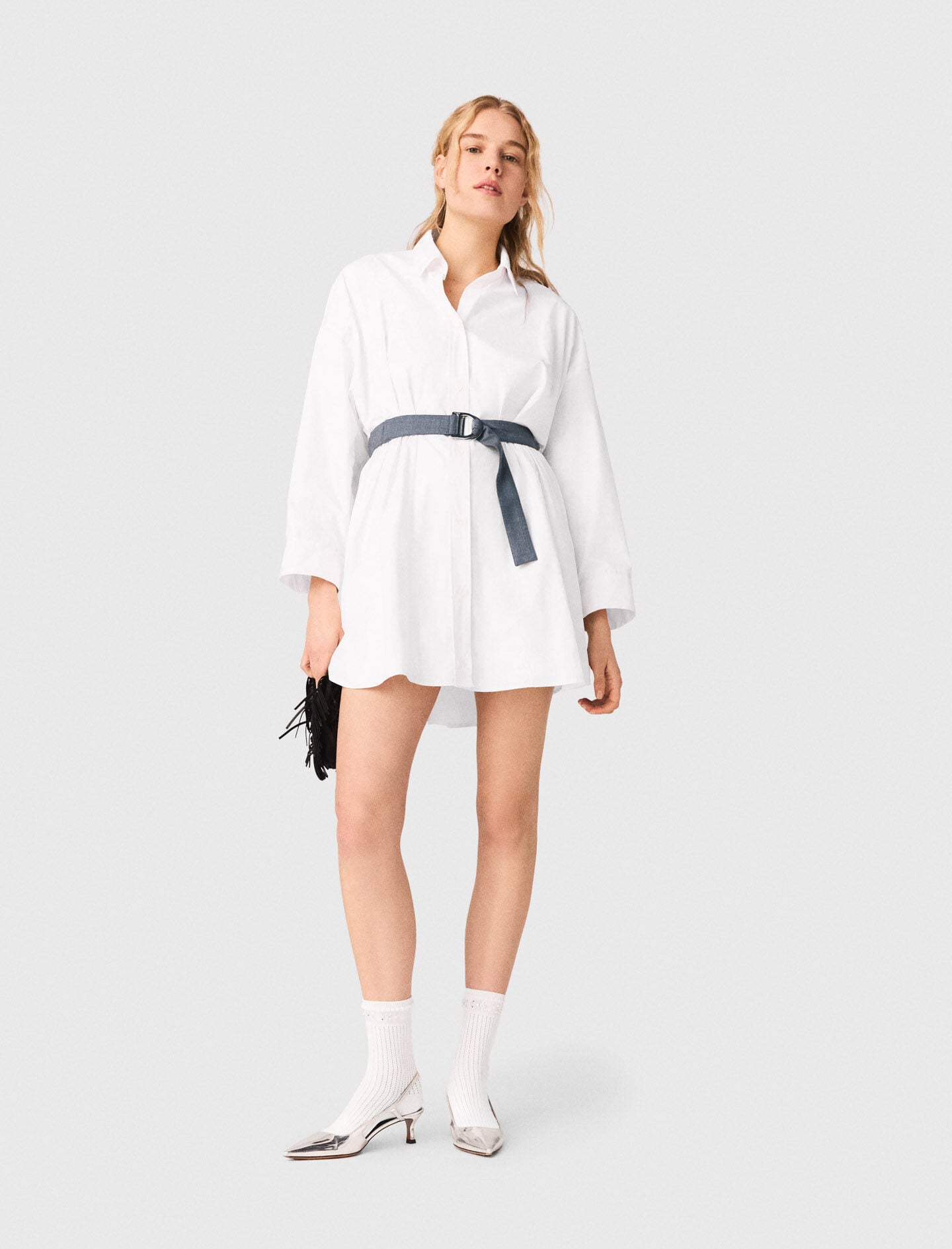 Maje Shirt dress with contrast belt
