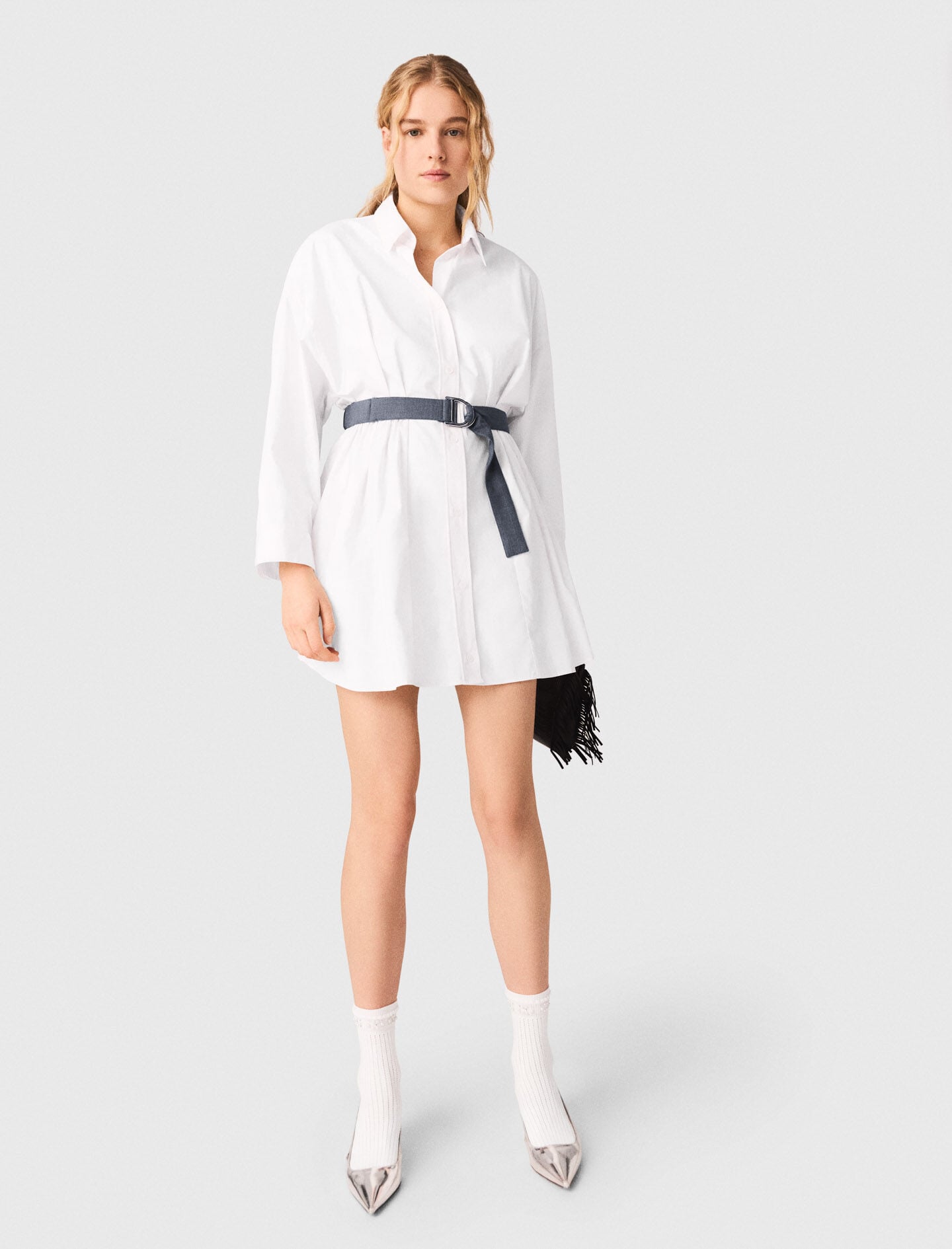 Maje Shirt dress with contrast belt
