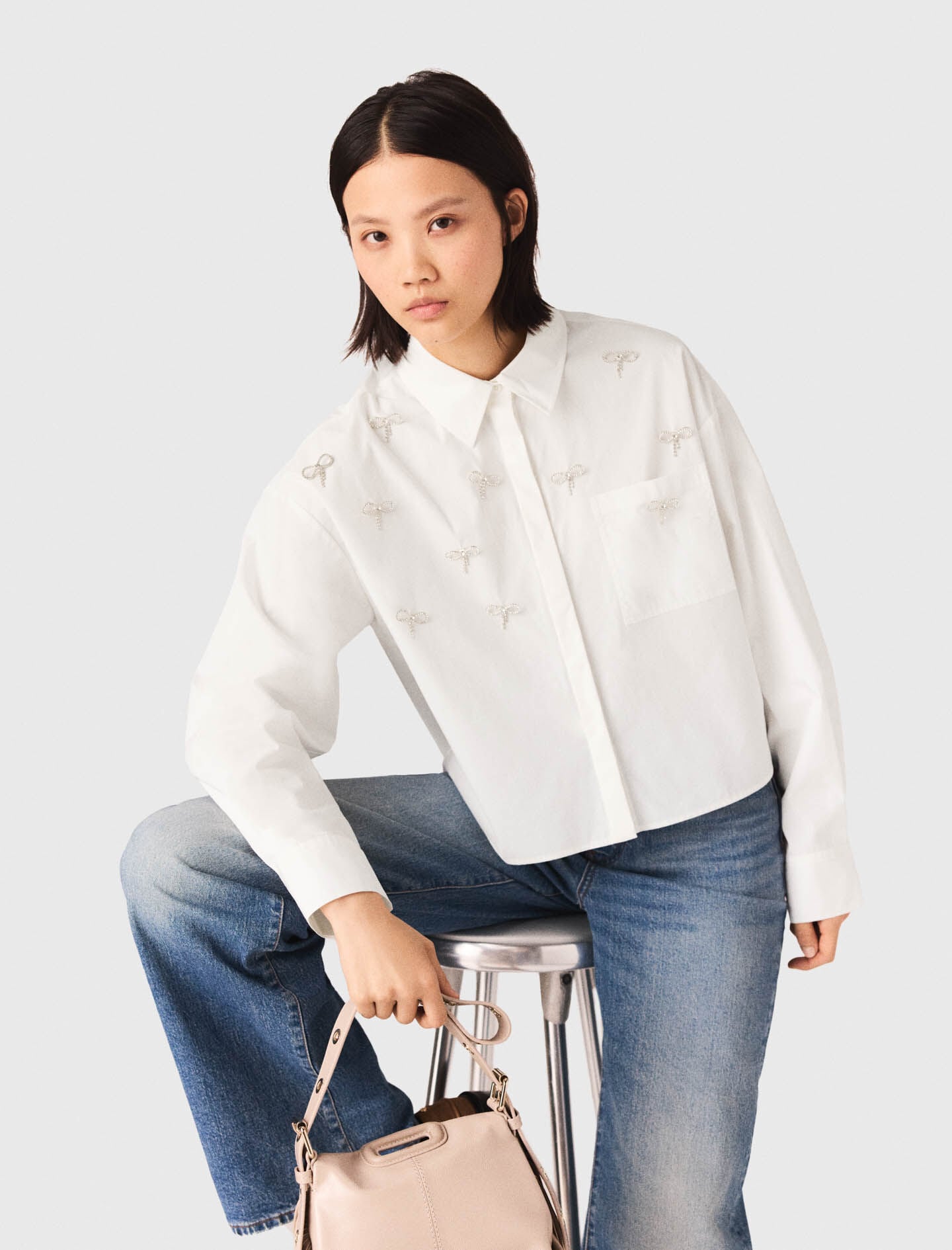Maje Bow Jewel Shirt