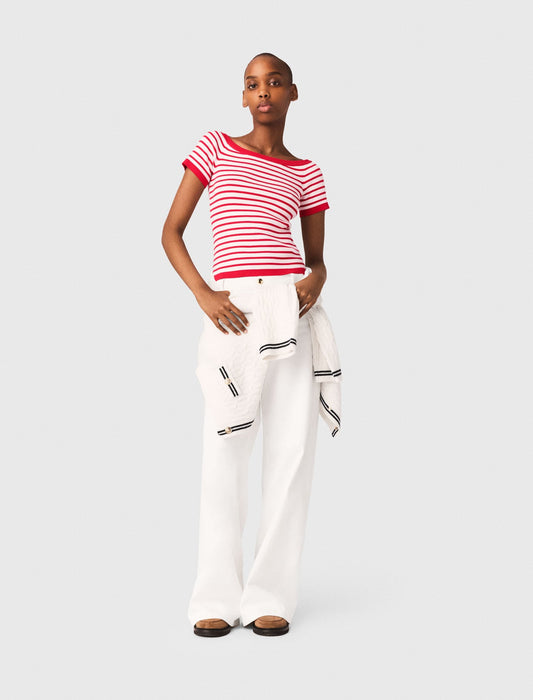 Maje Striped knit top with boat neck