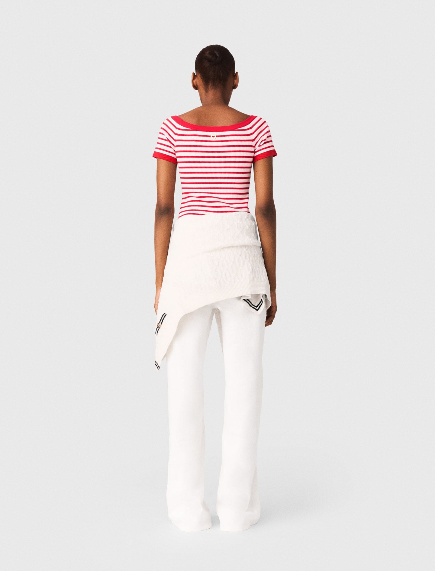 Maje Striped knit top with boat neck