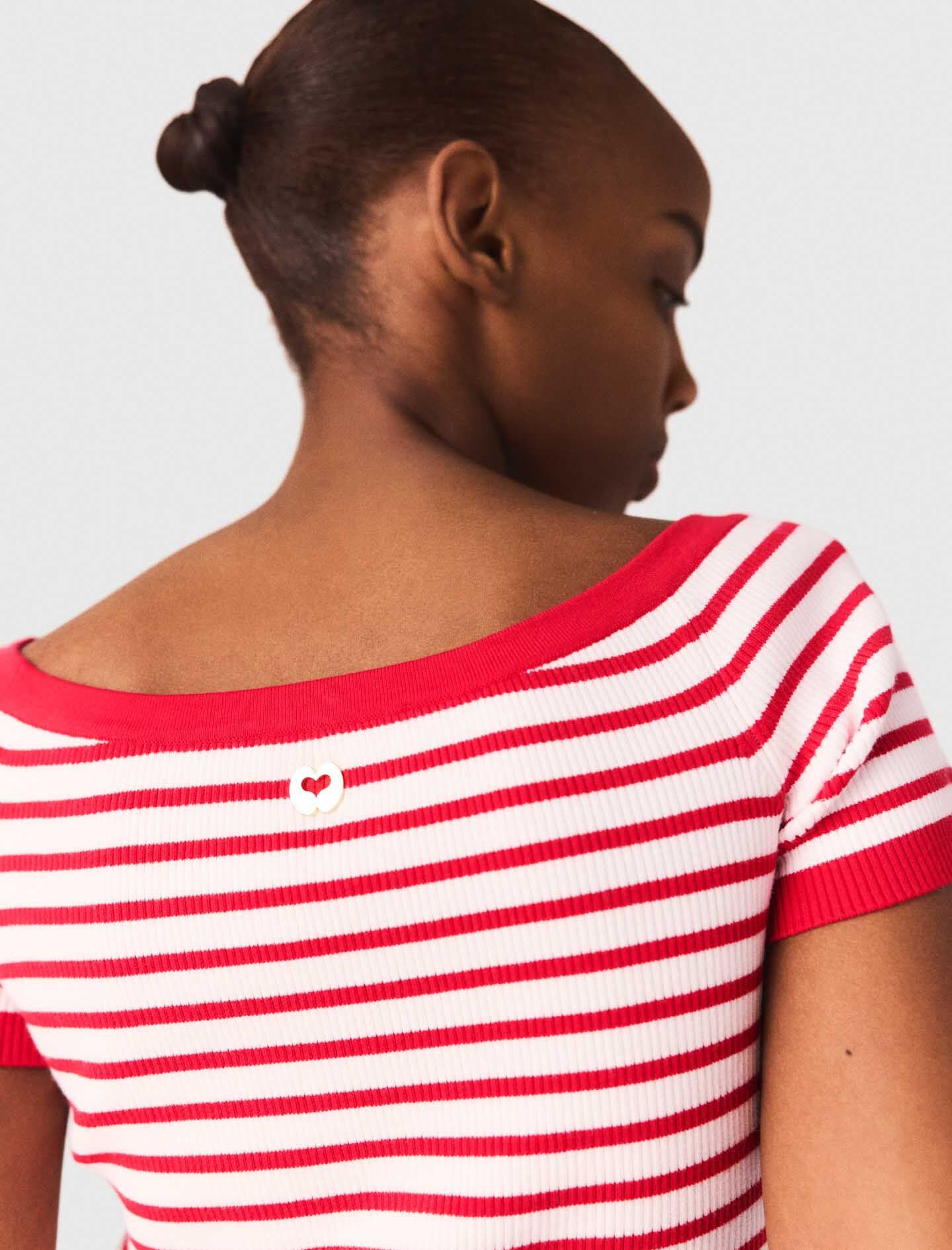 Maje Striped knit top with boat neck