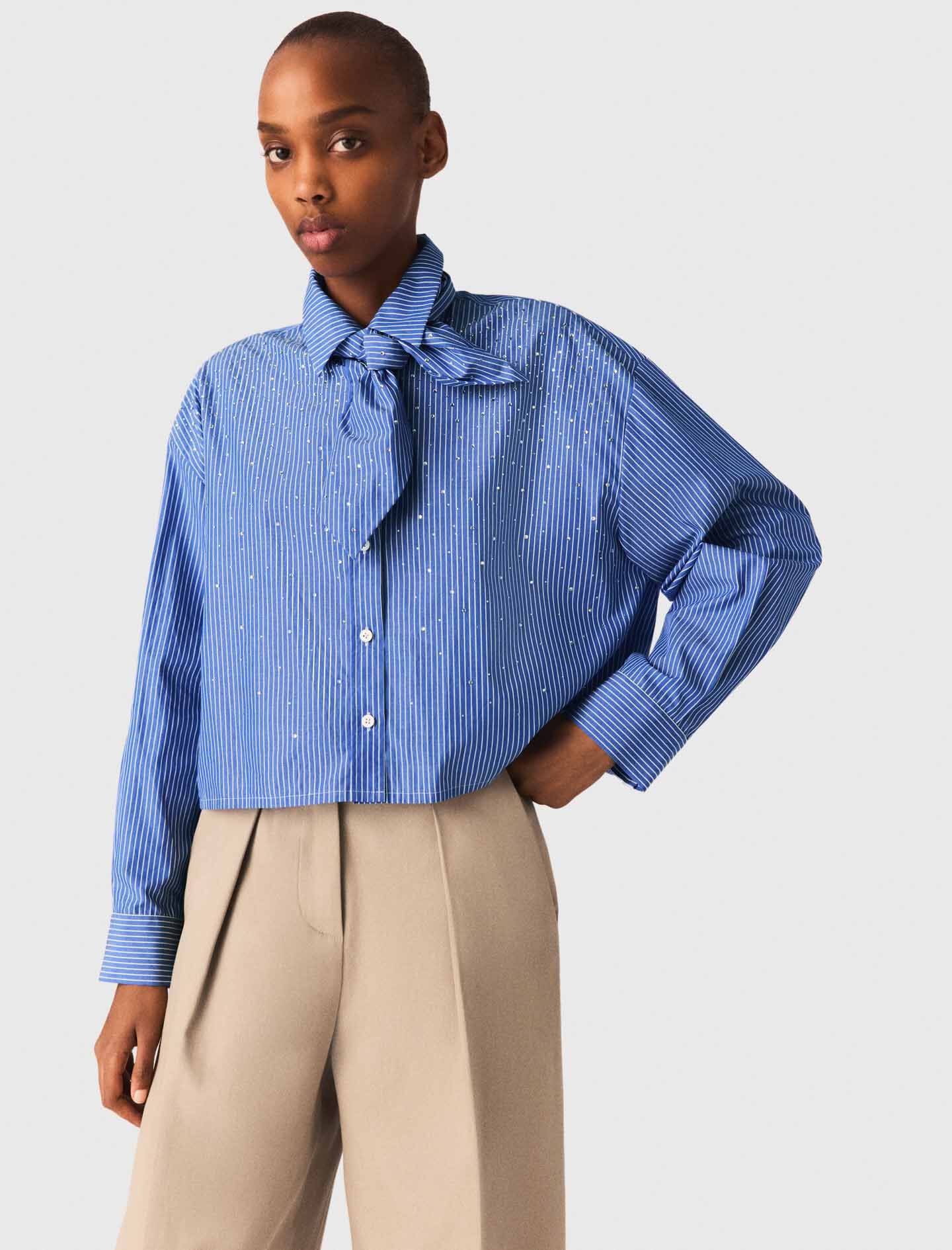 Maje Rhinestone shirt with removable tie