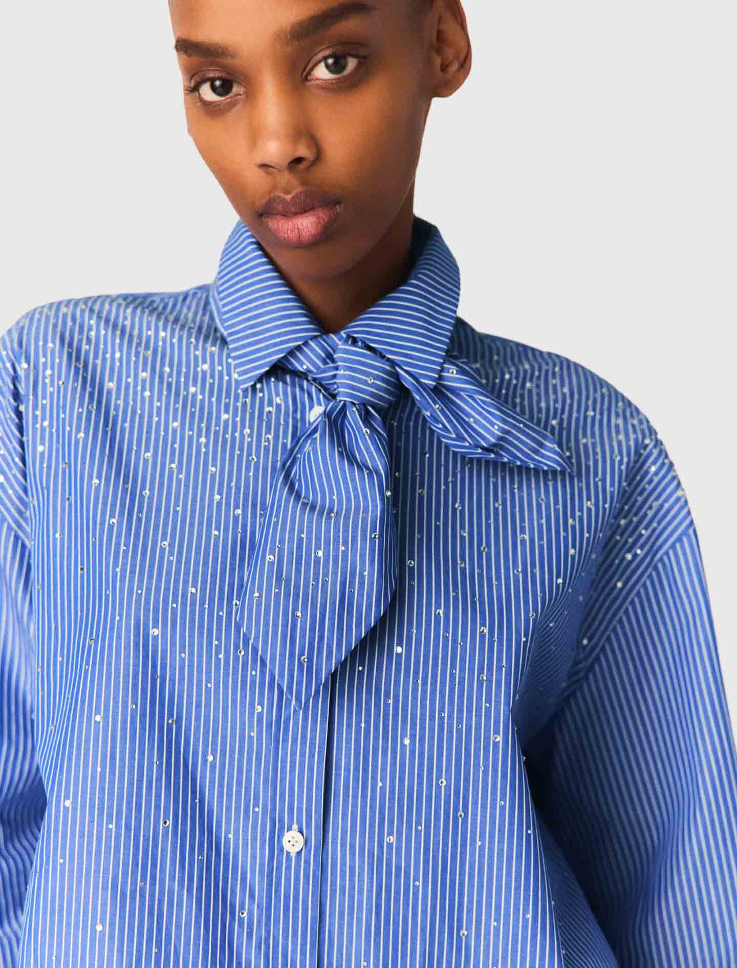 Maje Rhinestone shirt with removable tie