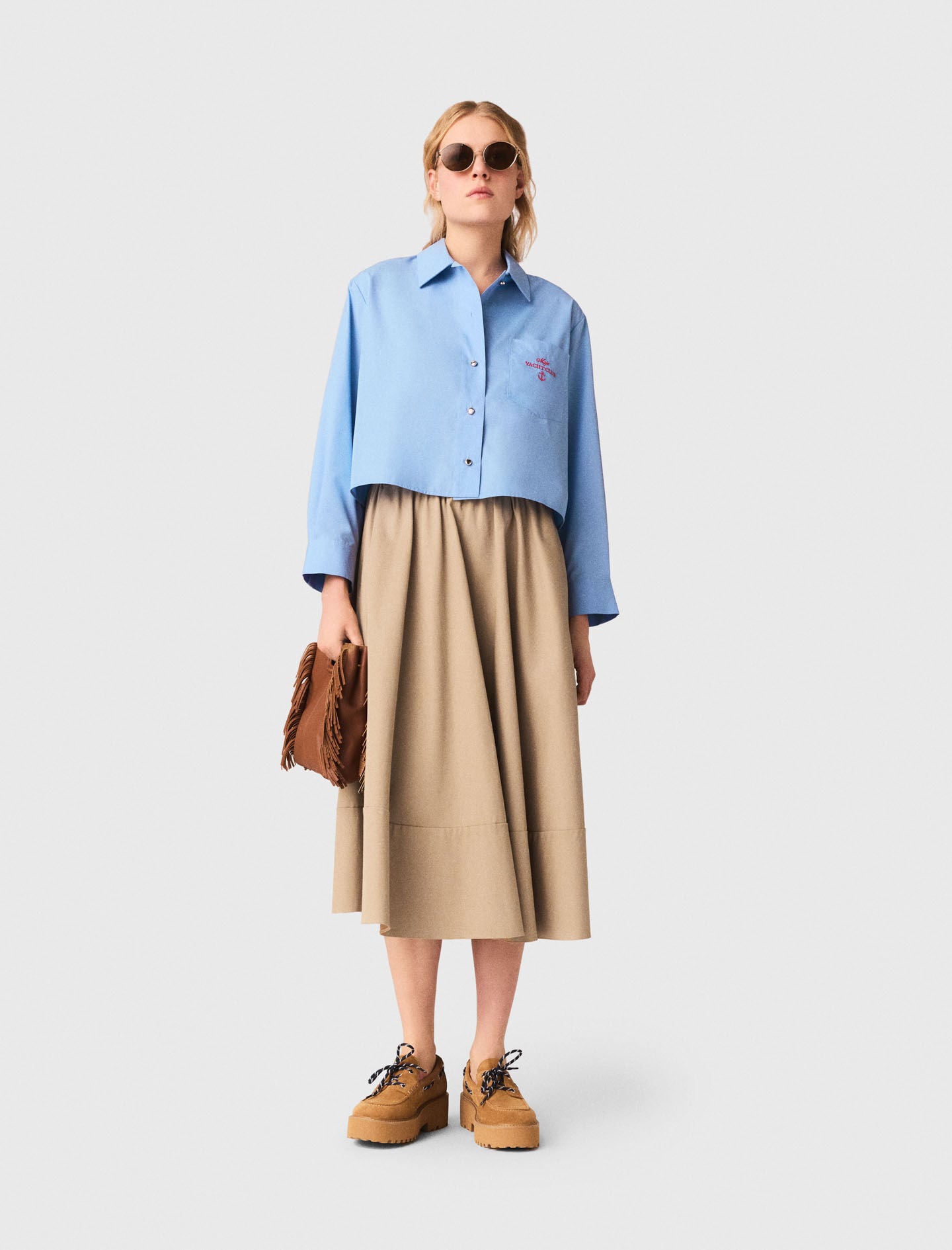 Maje Embroidered shirt with pleated back