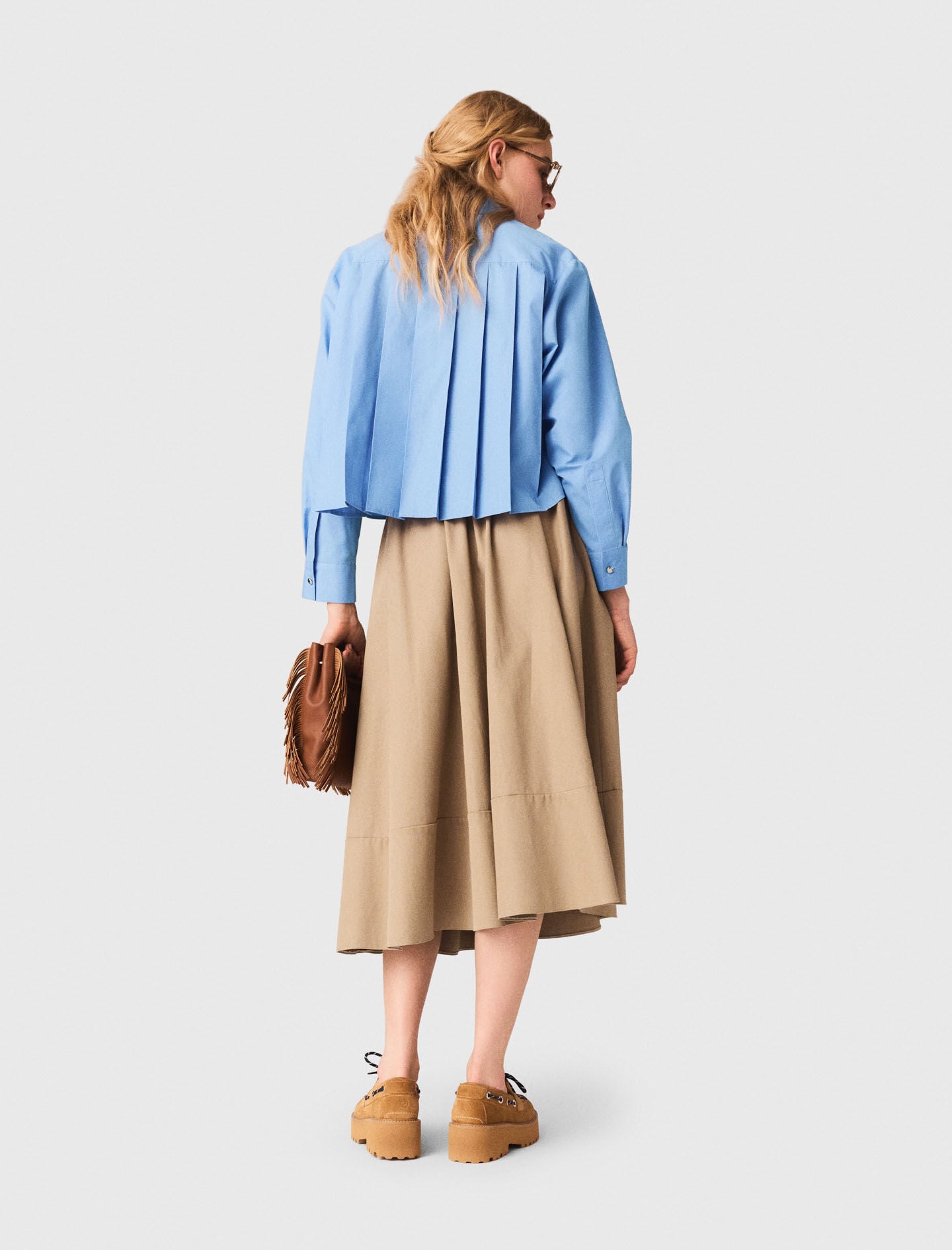 Maje Embroidered shirt with pleated back