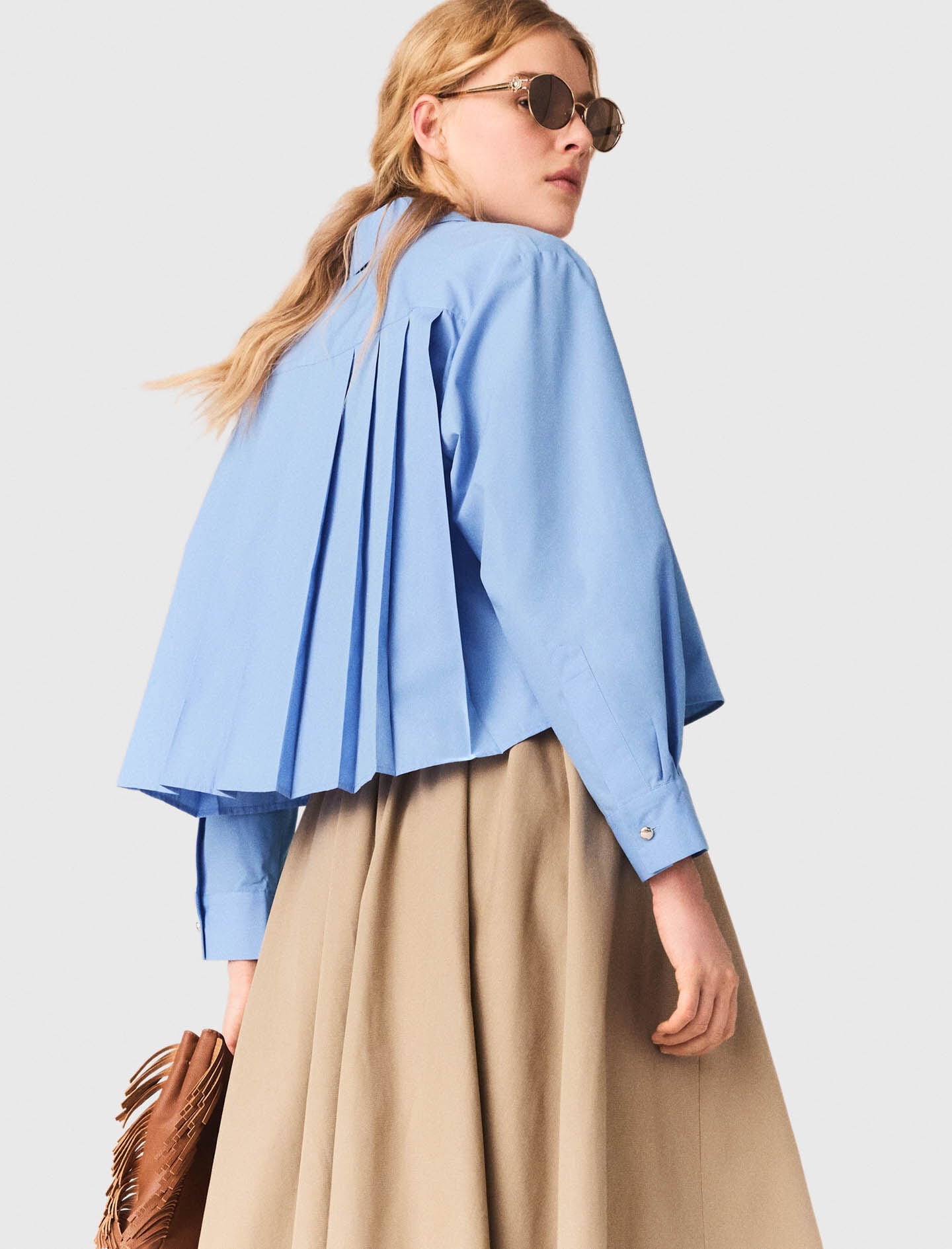 Maje Embroidered shirt with pleated back