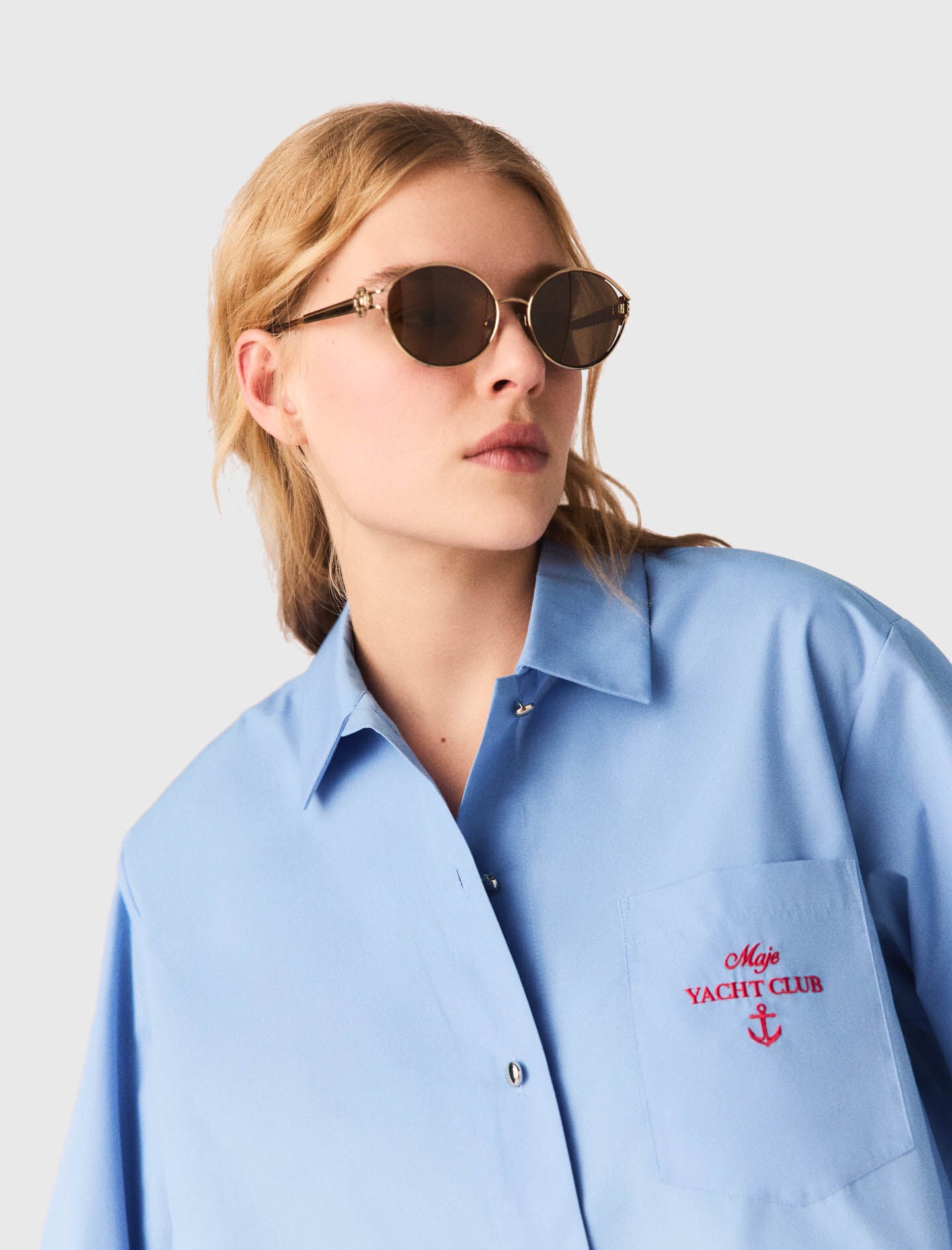 Maje Embroidered shirt with pleated back