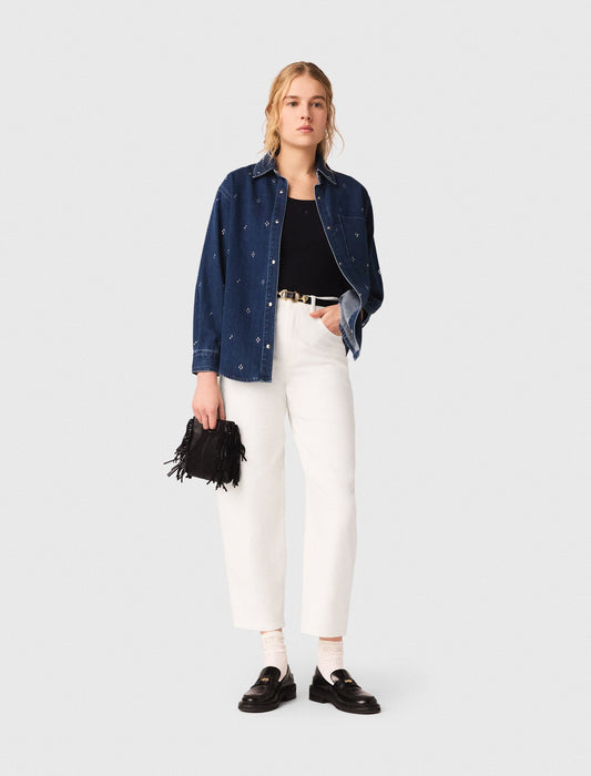 Maje Rhinestone denim shirt
