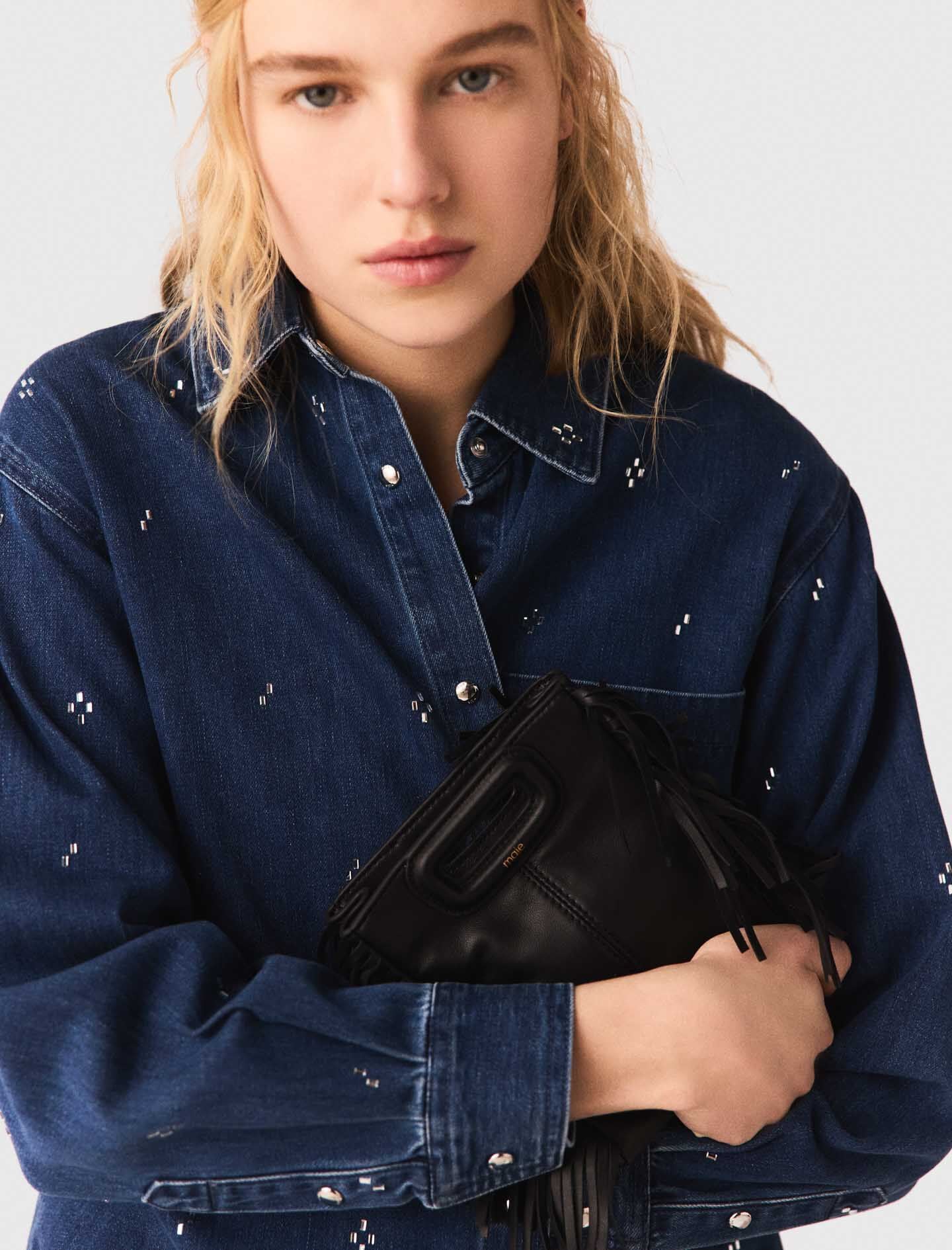 Maje Rhinestone denim shirt