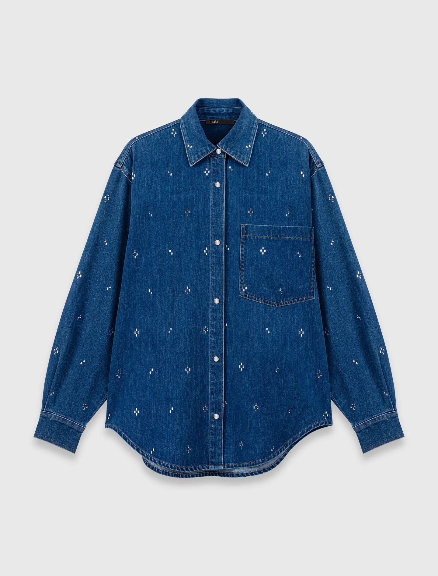 Maje Rhinestone denim shirt