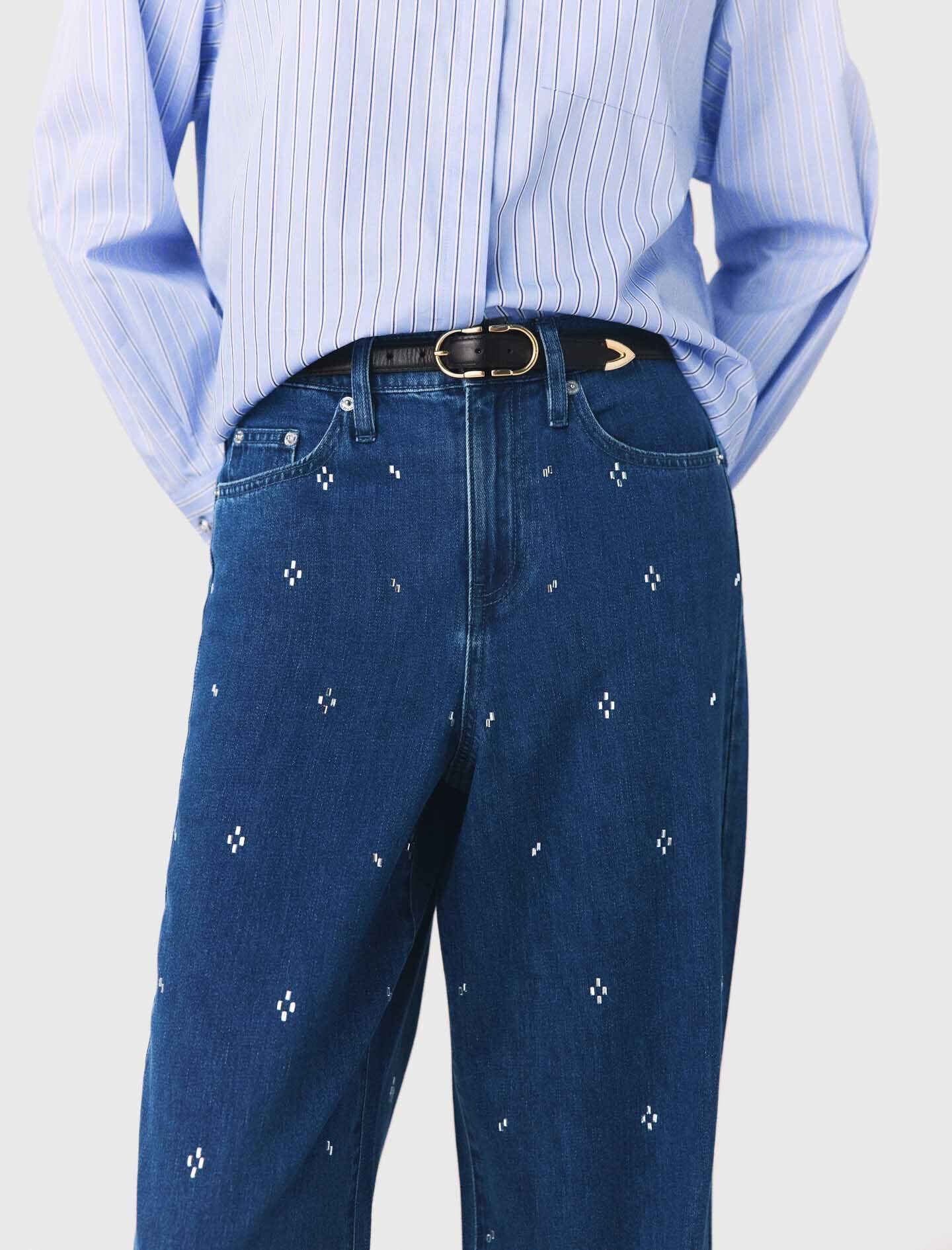 Maje Wide jeans with rhinestones