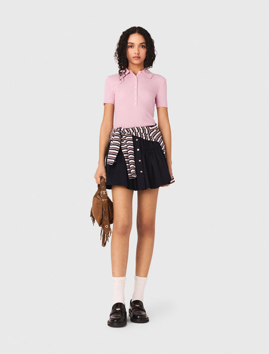 Maje Polo collar ribbed sweater