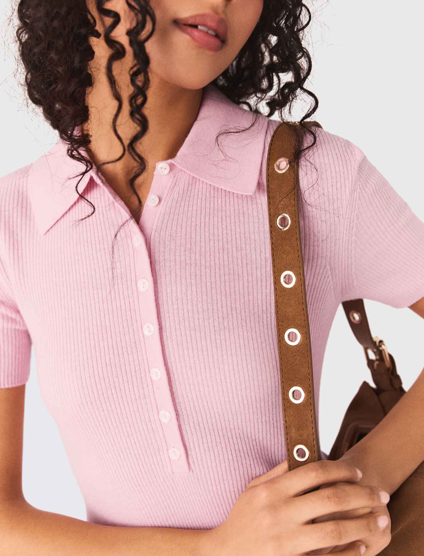 Maje Polo collar ribbed sweater