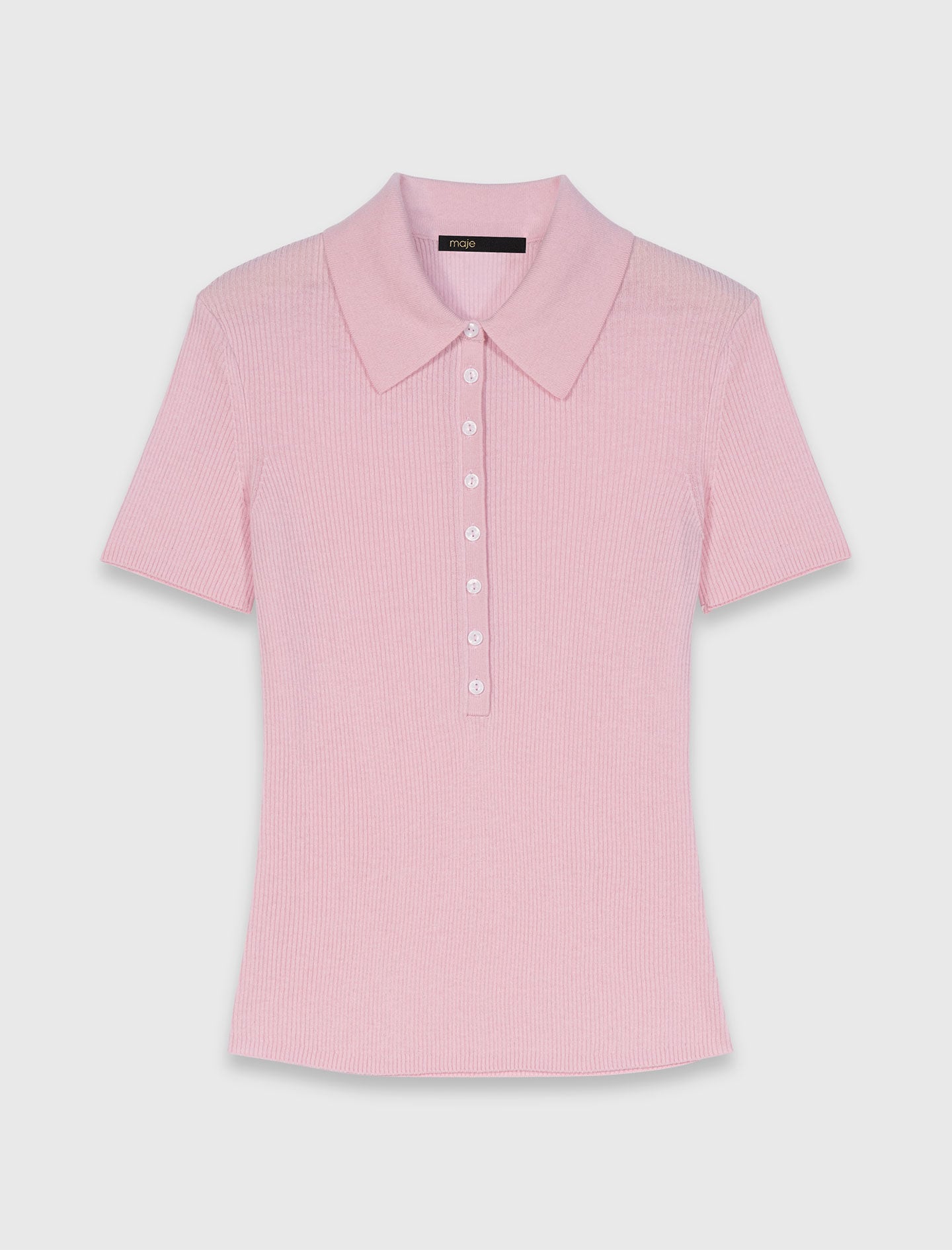 Maje Polo collar ribbed sweater