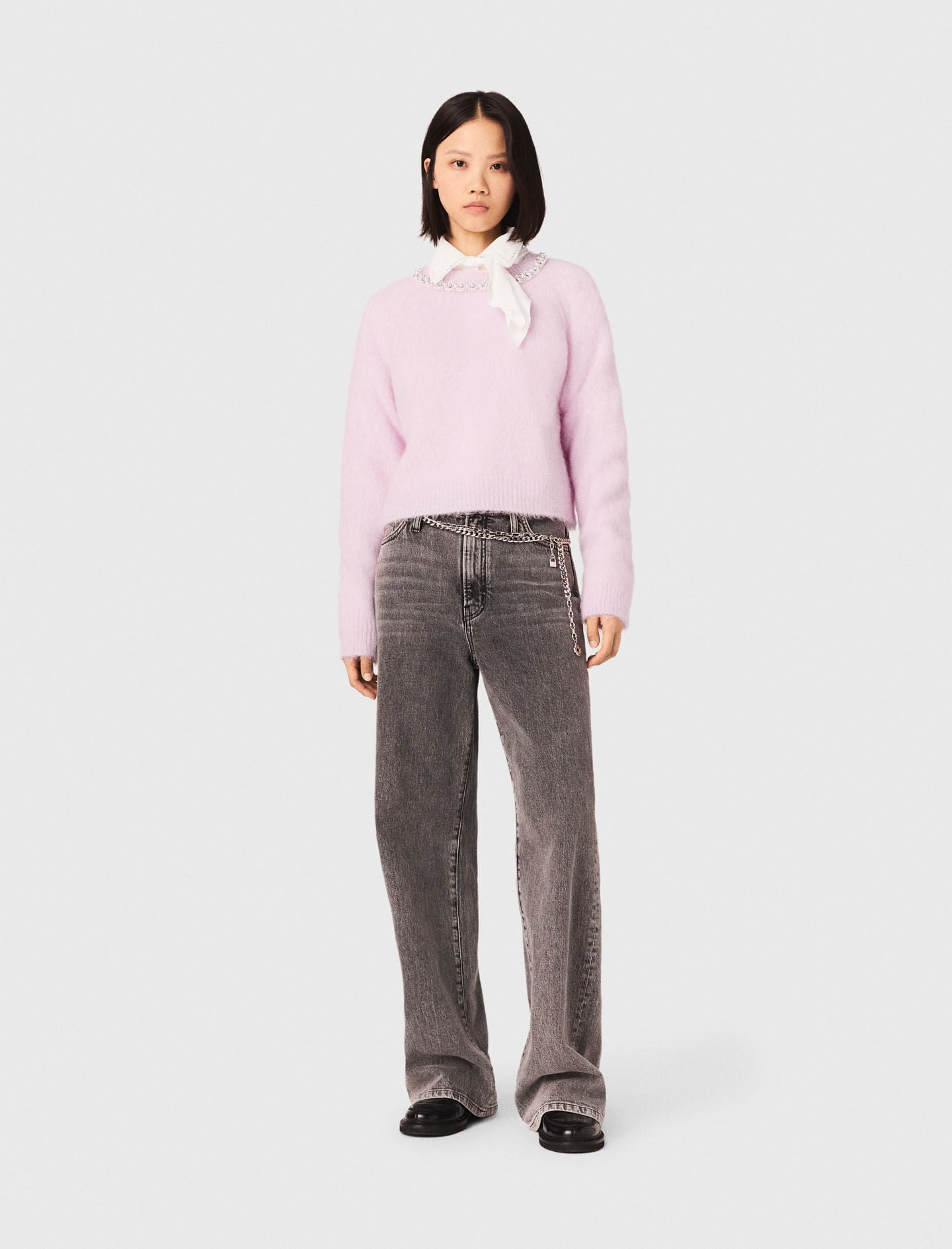Maje Sweater with jewelry collar