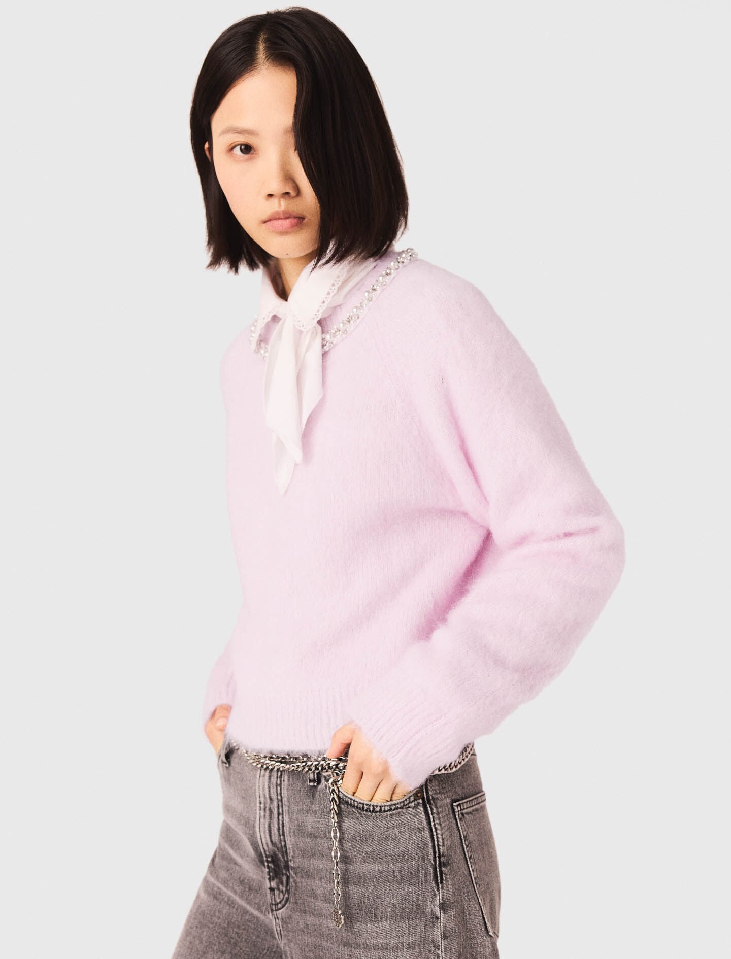 Maje Sweater with jewelry collar